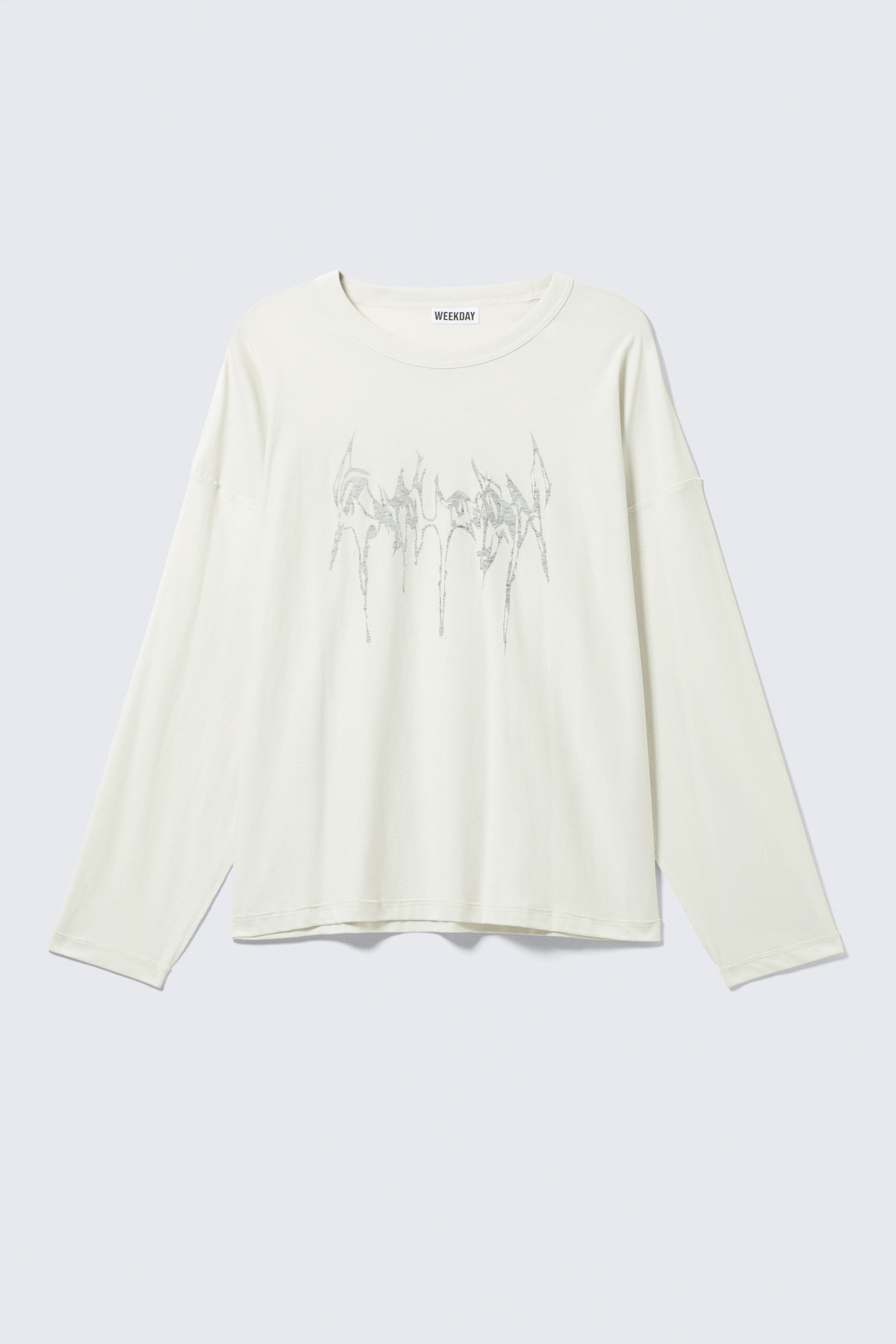 Oversized T-shirt met lange mouwen en graphic - Dusty White - Wasp