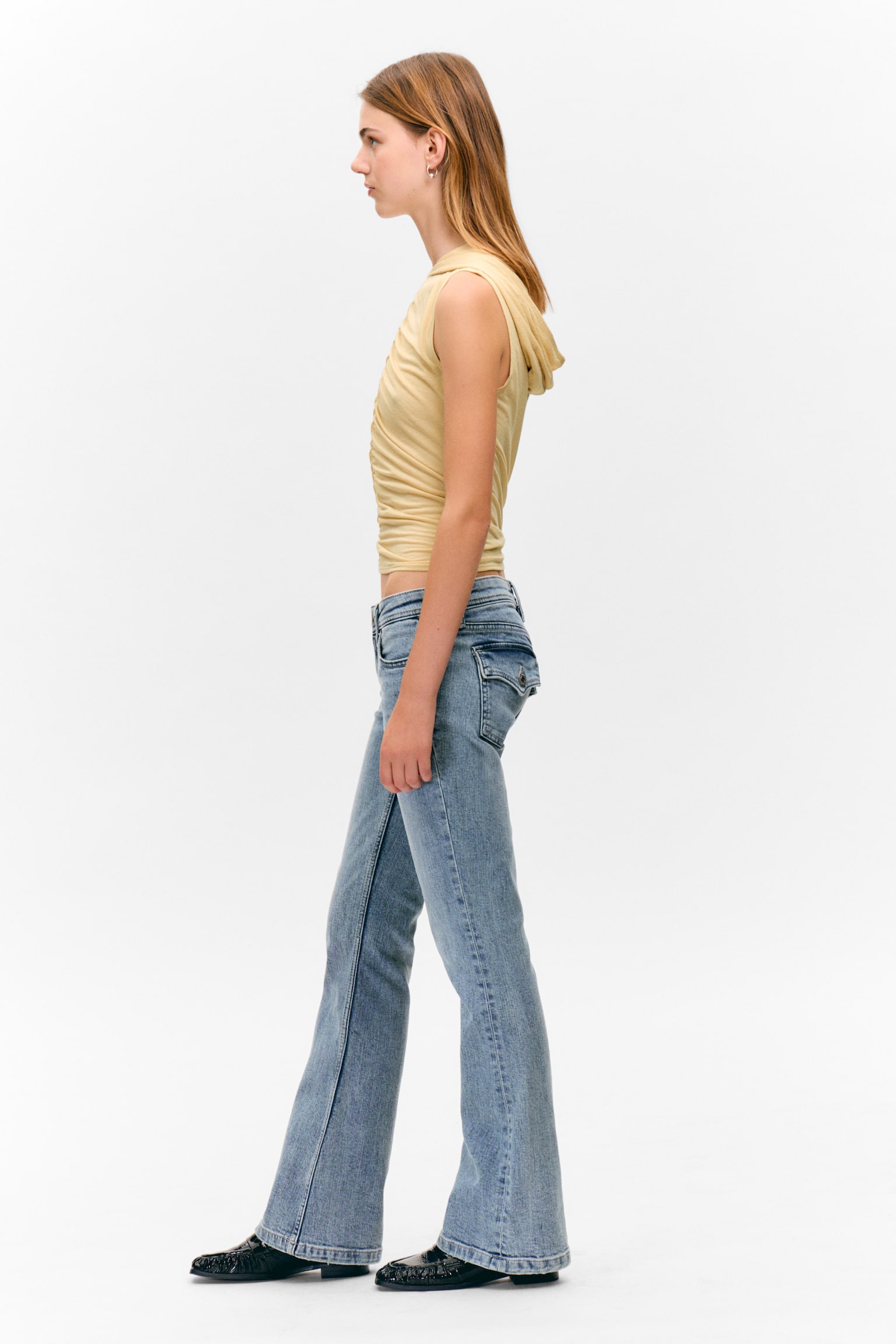 Low Rise Slim Flared Leg Jeans - Fresh Blau - Mittelblau/Blue Rinse - Dunkelblau/Ink Black - Schwarz - 3