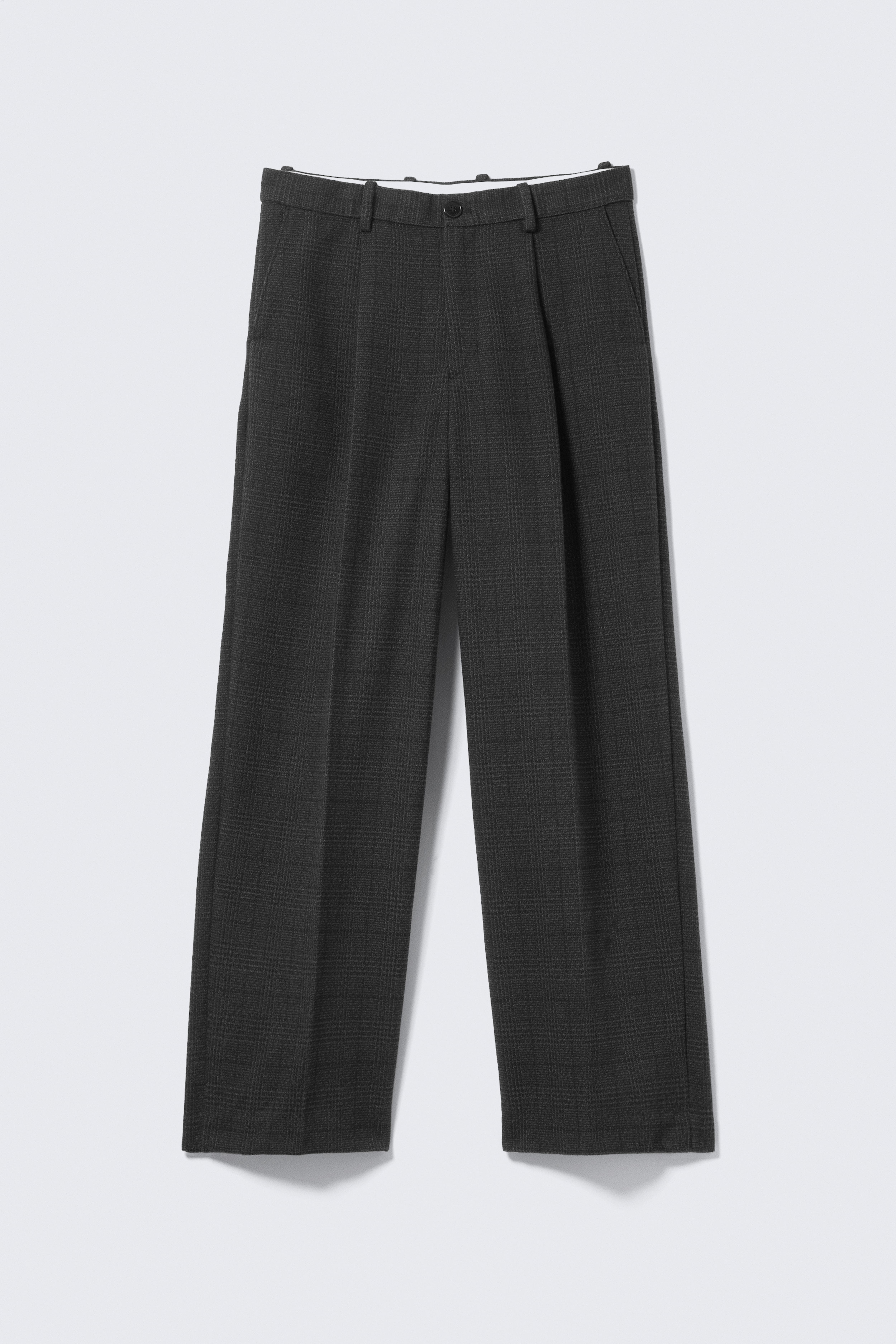 Uno Loose Heavyweight Suit Trousers - Checked Black