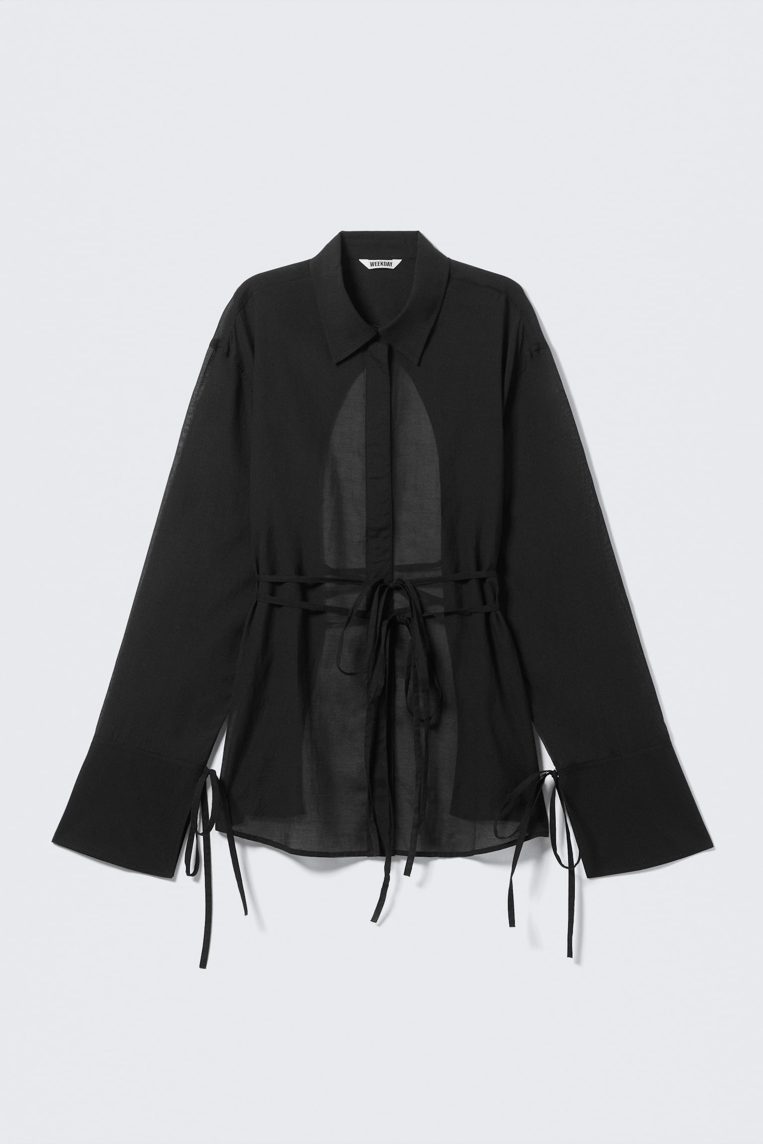 Camicia con maniche lunghe e schiena scoperta - Nero/Grigio polvere - 8