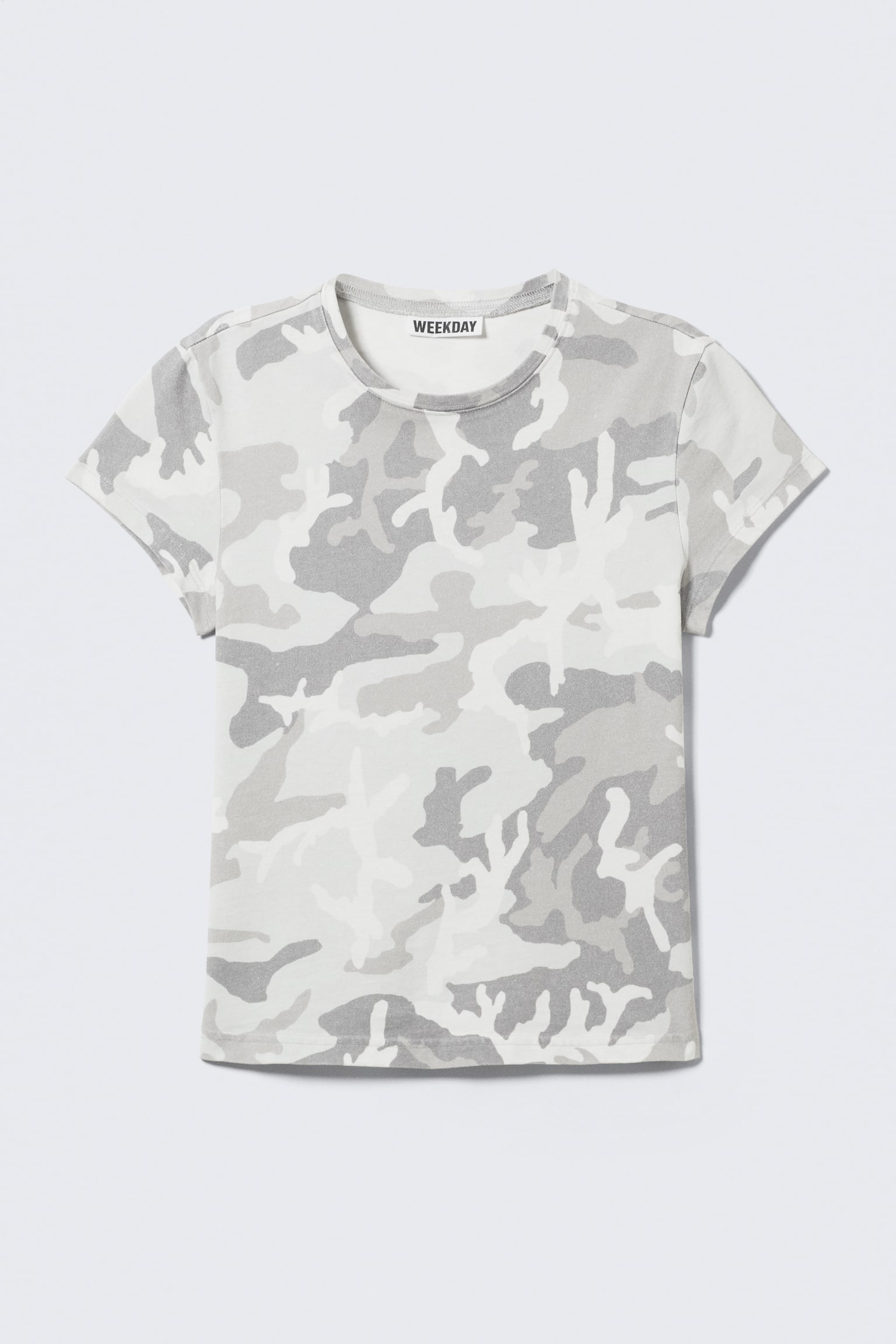 Boxy T-shirt med print og korte ærmer - Hvid - Camouflage/Hvid - Misty Face - 1