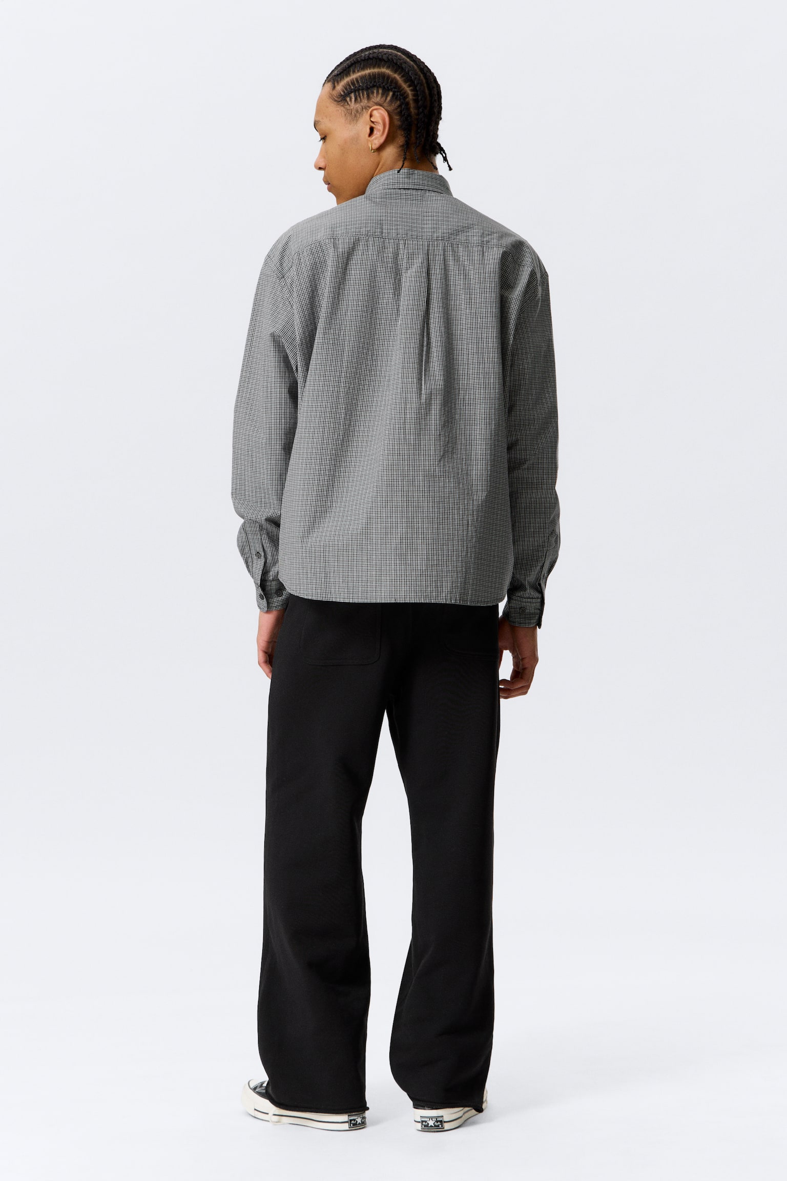 Camicia in popeline con bottoni - nero a quadretti/Bianco - righe blu - 3