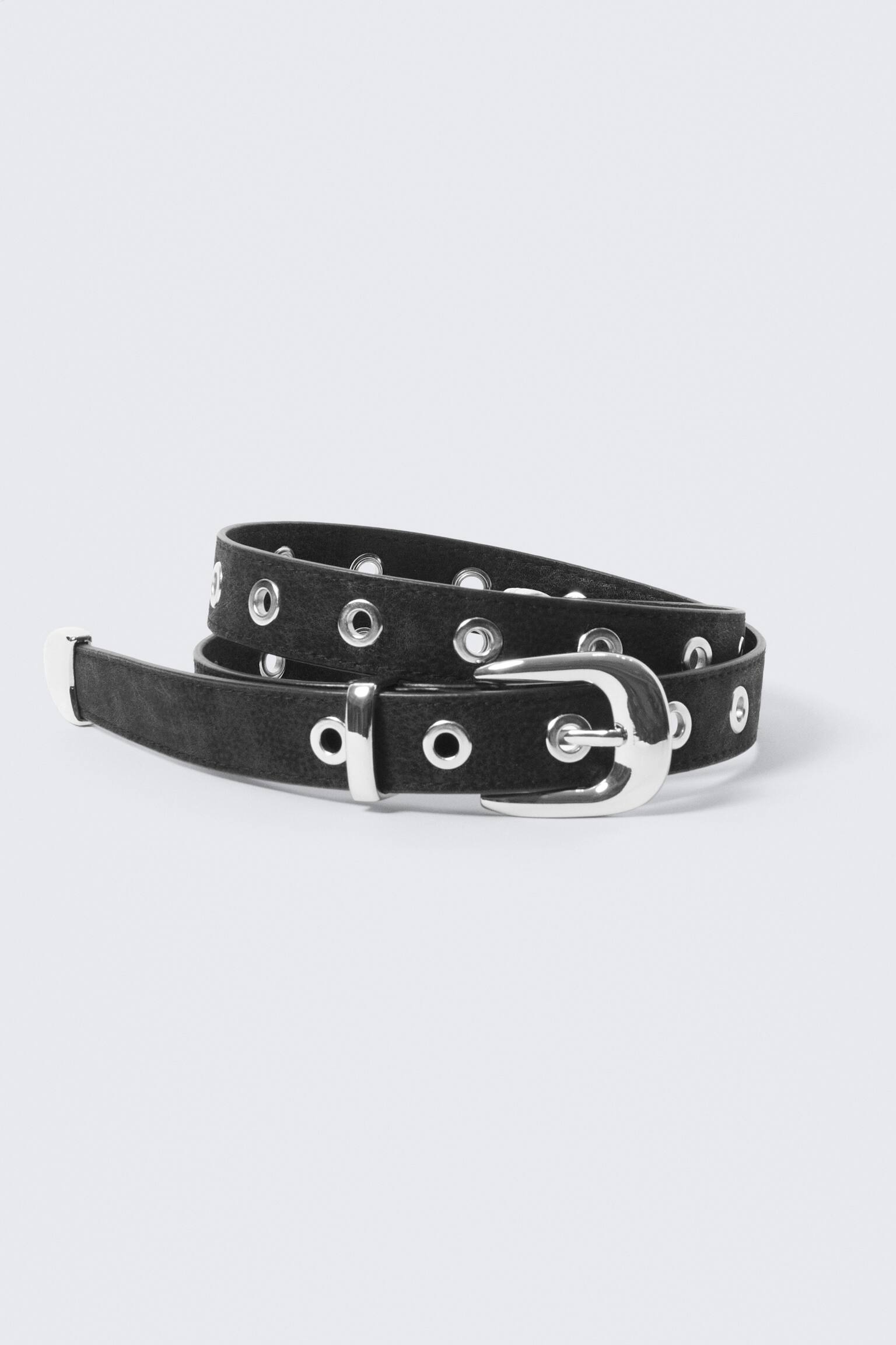 Cintura in similpelle con occhielli in metallo - Nero - 2