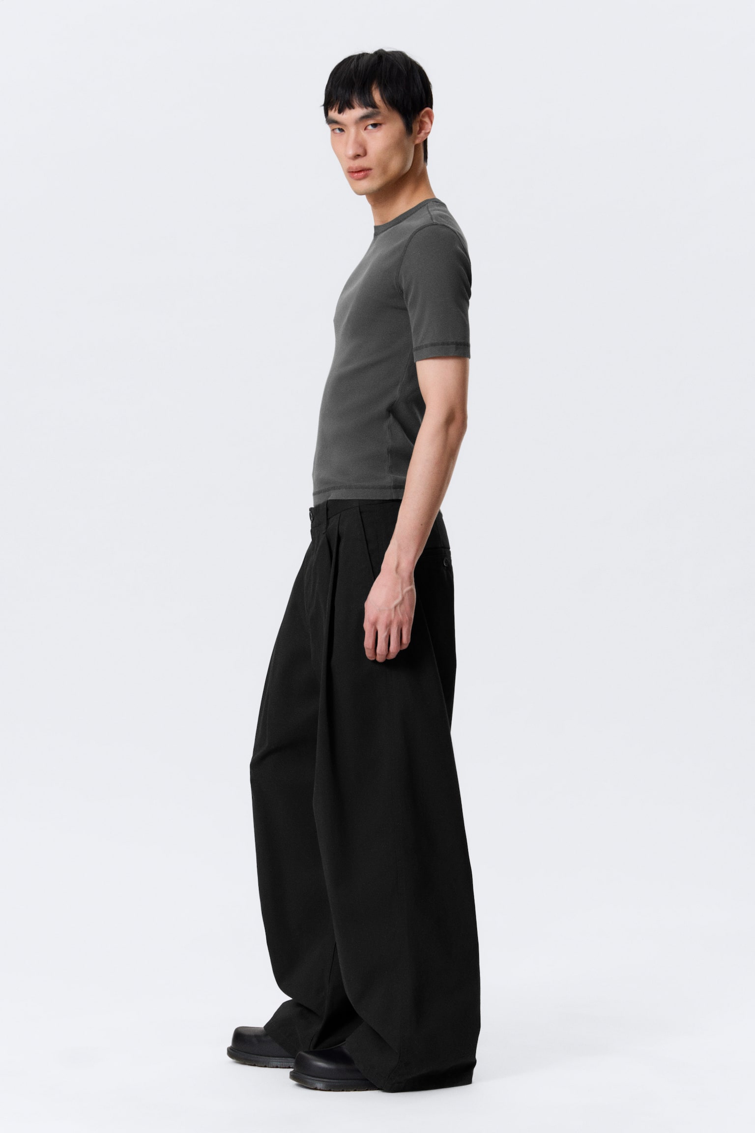 Chino Otis cu pliuri, din bumbac twill lejer - Negru/Light Beige/Gri închis - 3
