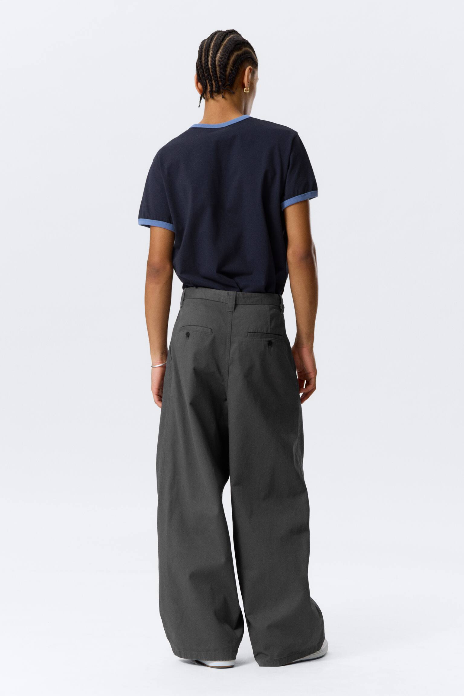 Chino Otis cu pliuri, din bumbac twill lejer - Gri închis/Light Beige/Negru - 5