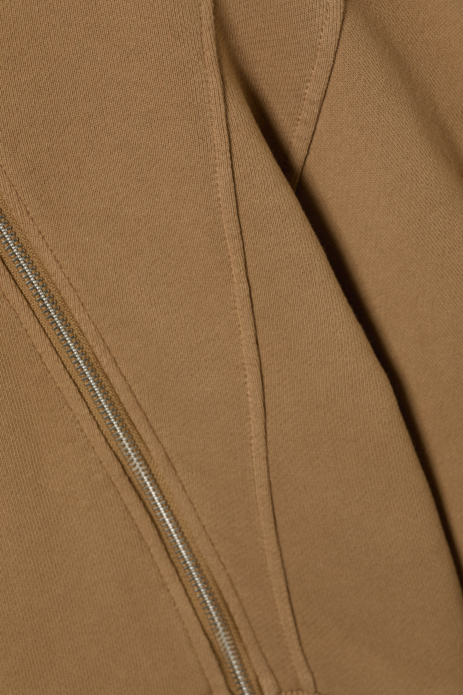 Zkrácená asymetrická mikina na zip - Washed Dark Beige/Černá - 6