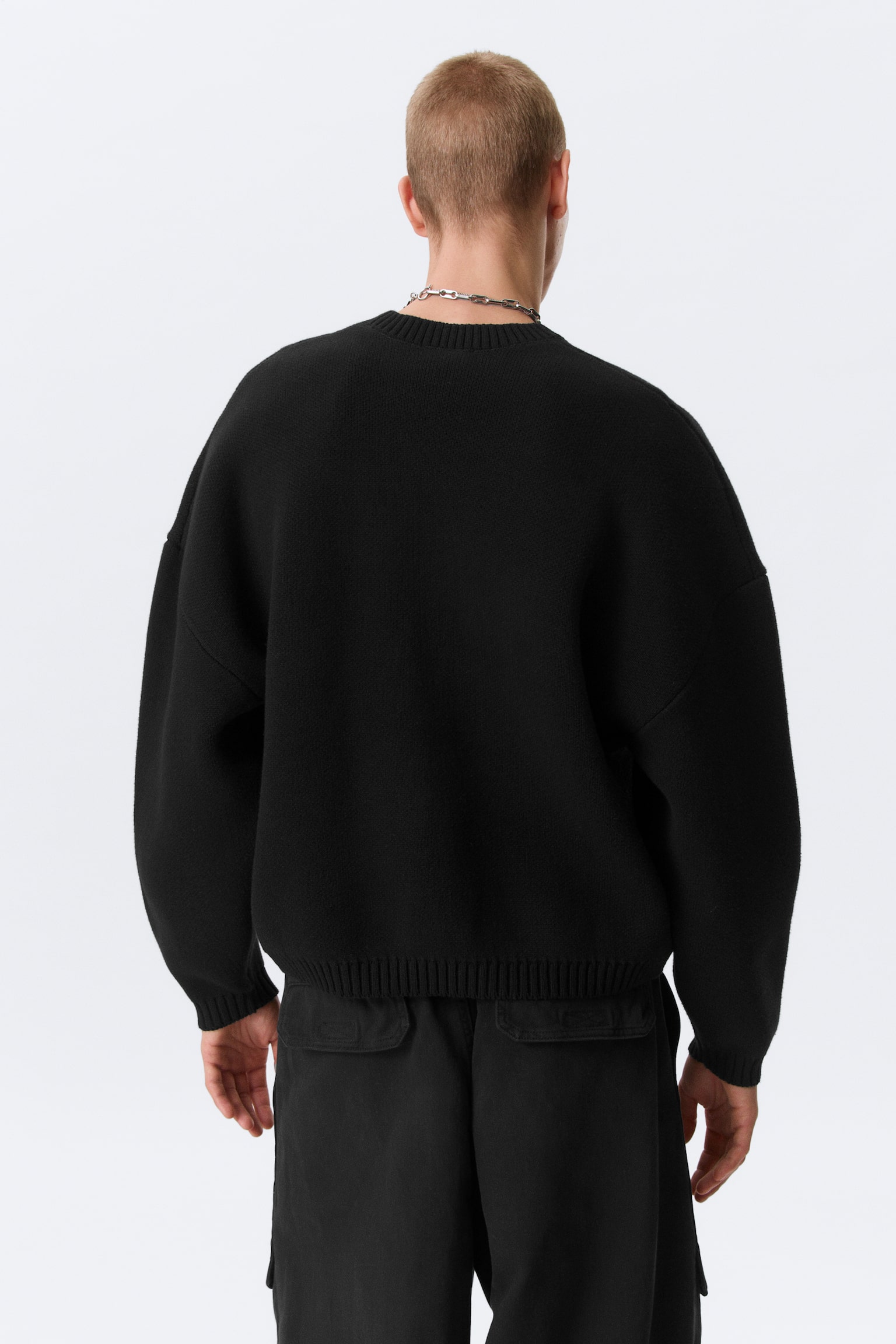 Oversize-Pullover aus schwerer Baumwolle - Schwarz - 5