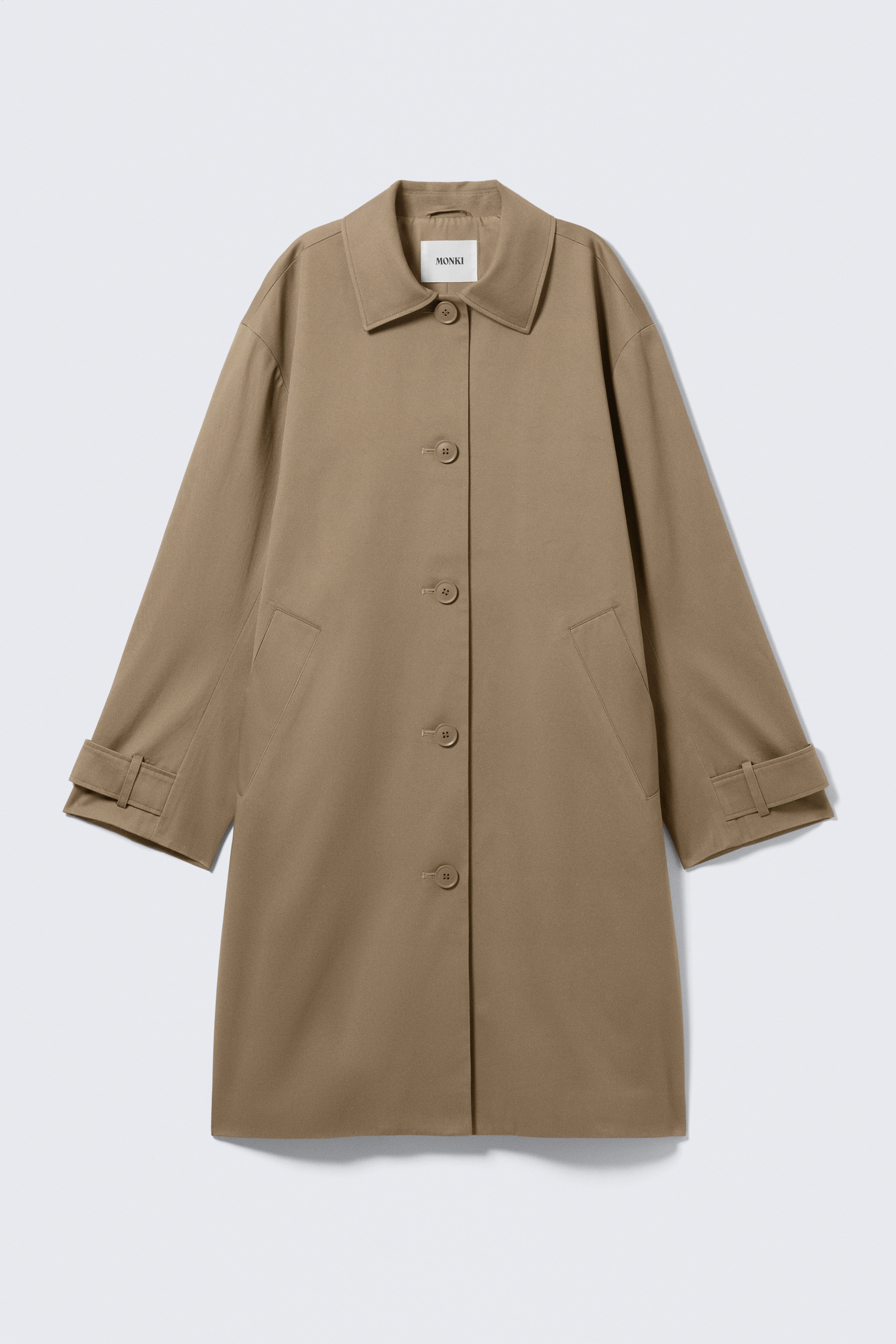 Locker geschnittener, einreihiger Car-Coat - Staubiges Maulwurfsgrau/Beige/Grau kariert