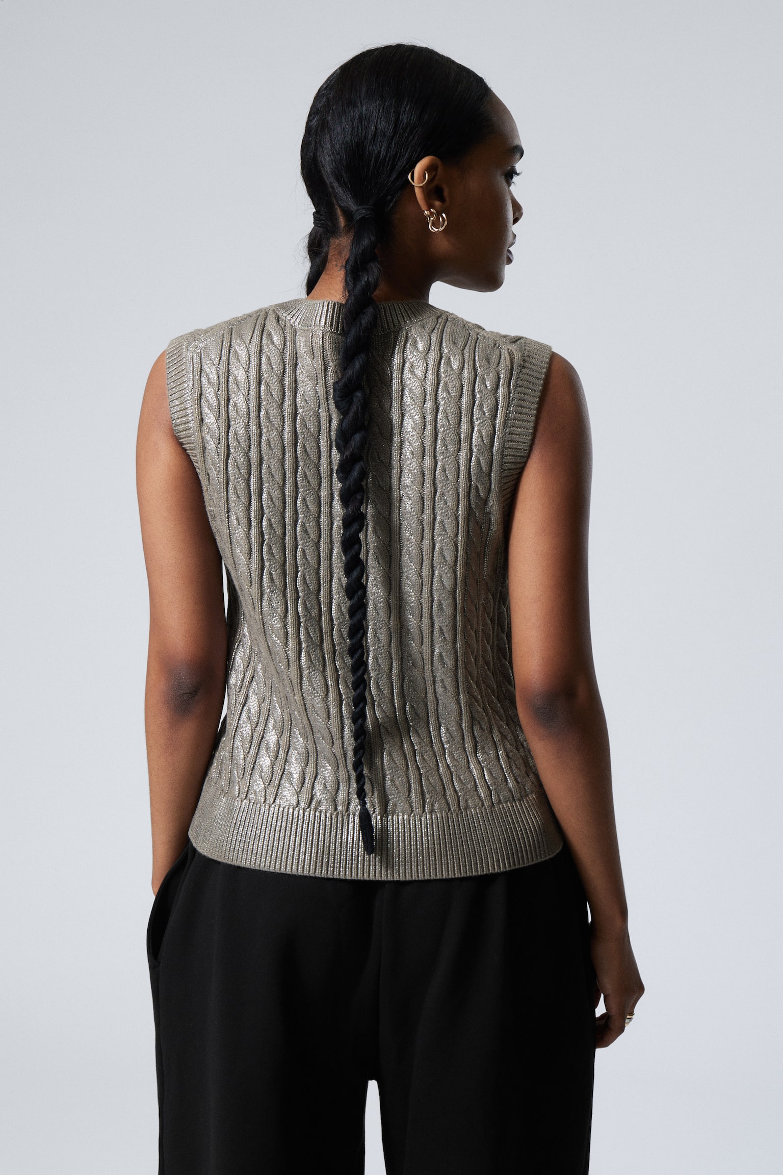 Metallic Cable-Knitted Vest - Metallic Mole - 4