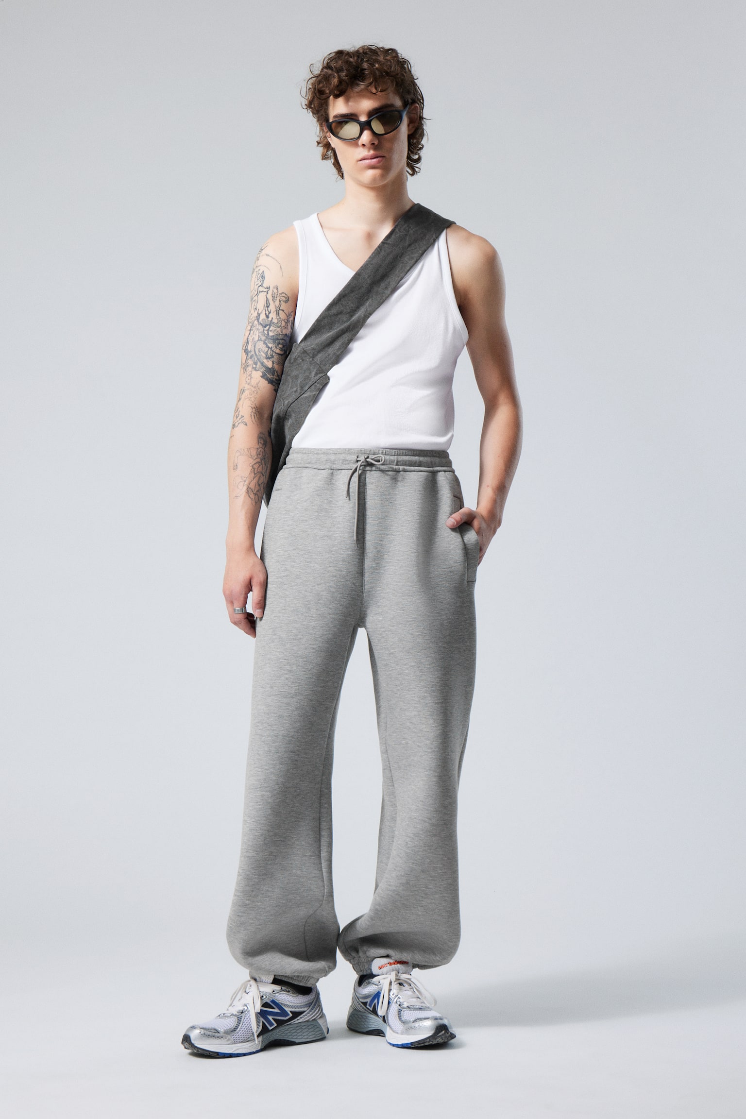 Simon Scuba Sweatpants - Grey Melange/Dusty Brown - 1