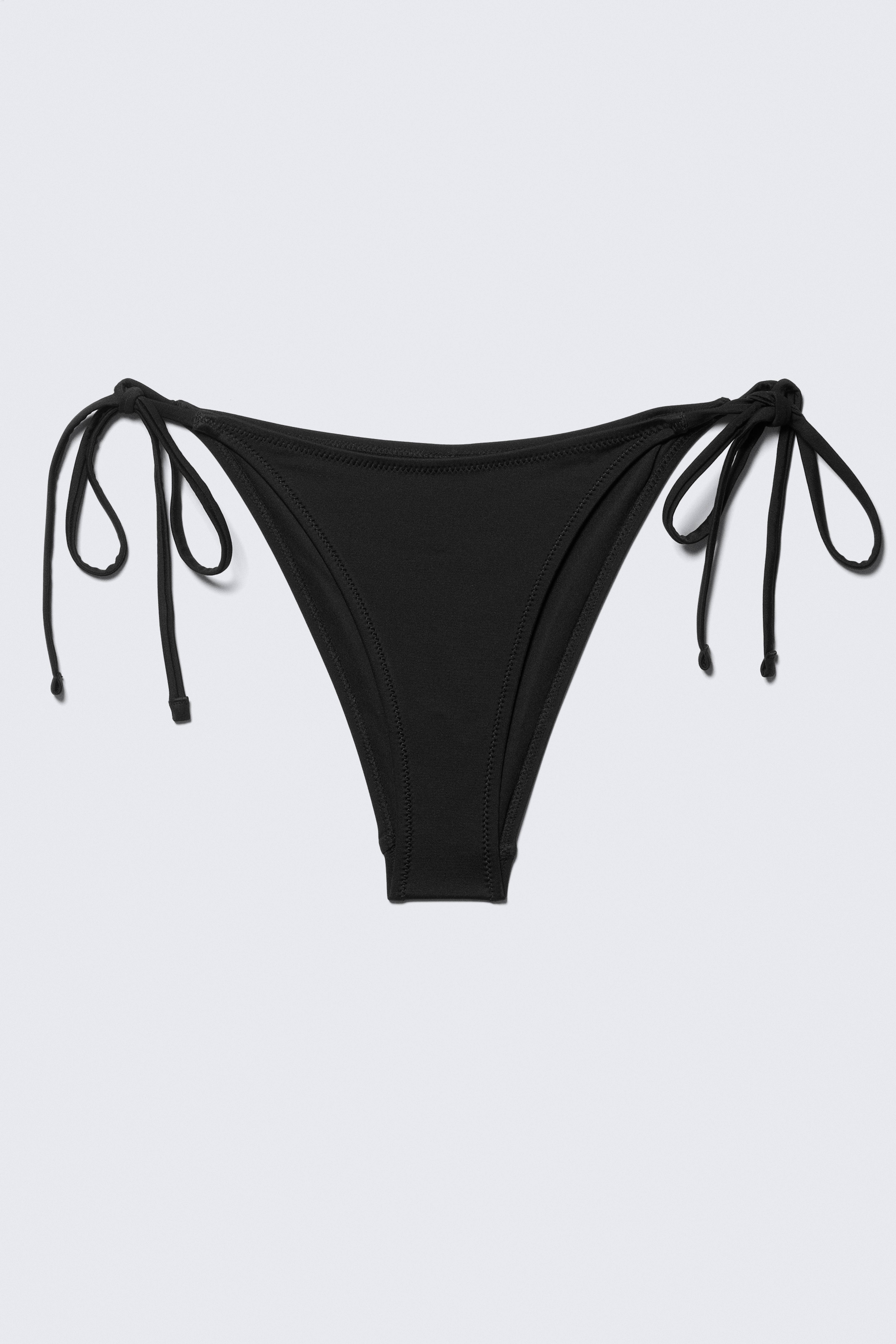 Brazilian bikinitrusser med mellemhøj talje og bindebånd - Sort