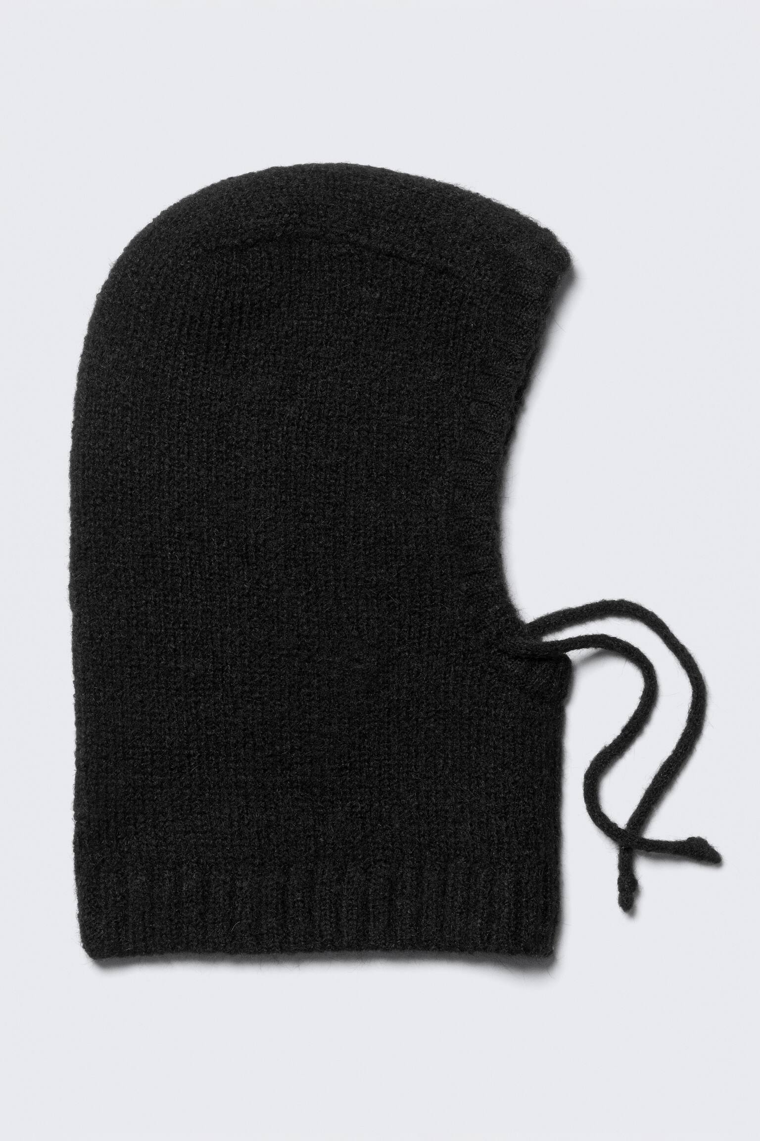 Hairy Knitted Tie Hood - Nero