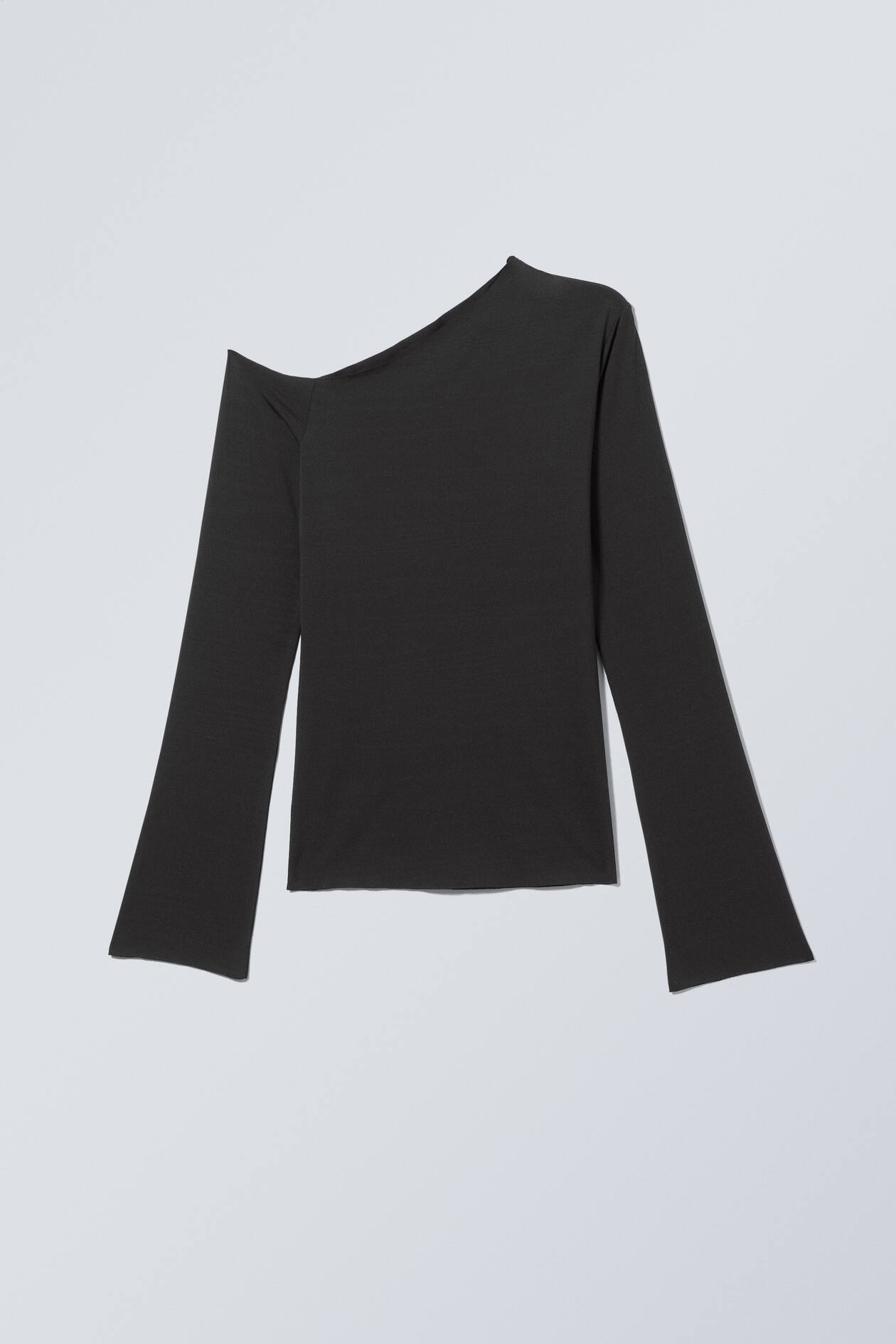 Kiara One Shoulder Top - Asymmetric neckline - Long sleeve - Black ...