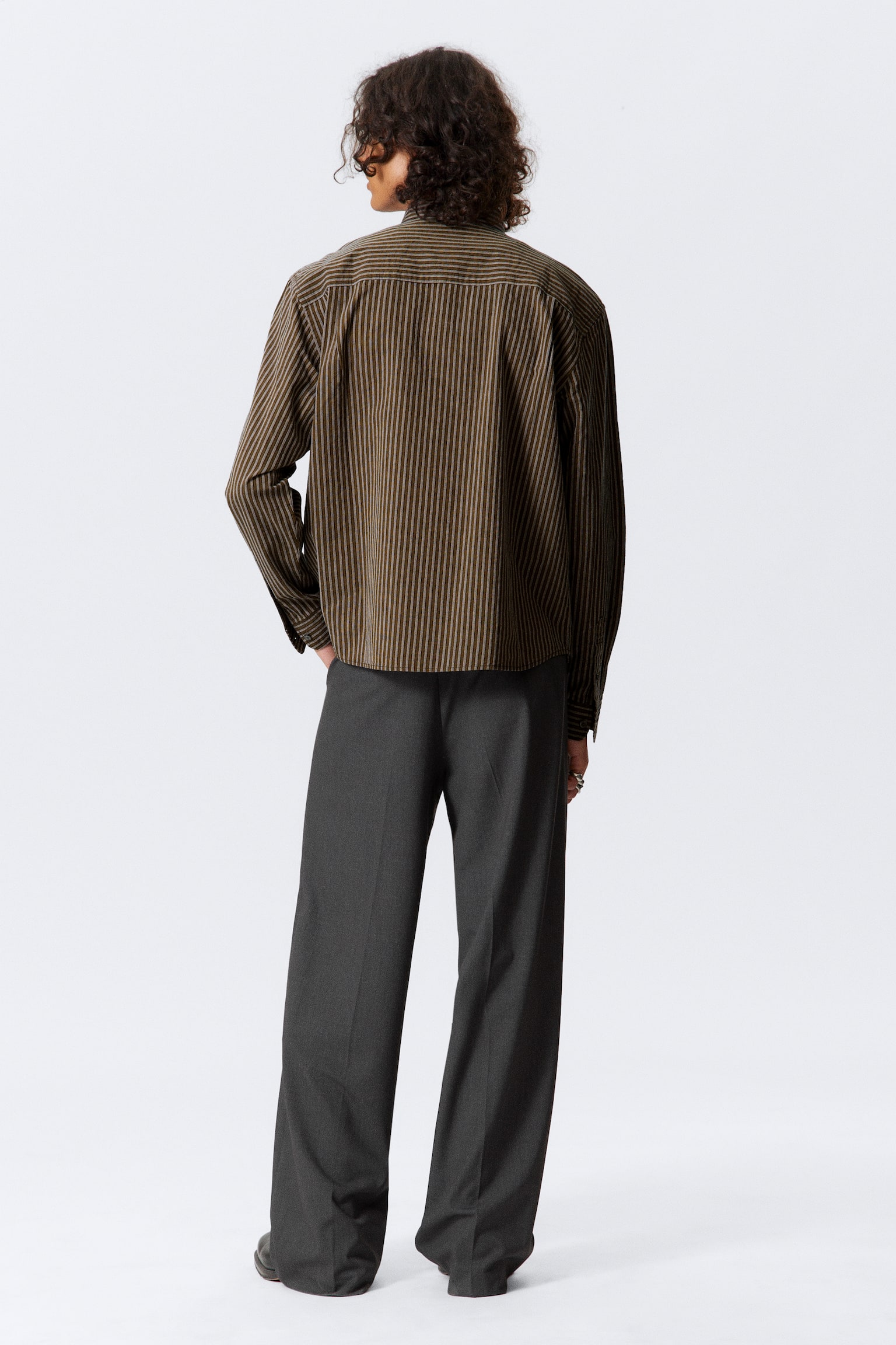 Relaxed gestreept buttondown overhemd - Bruin gestreept - 5