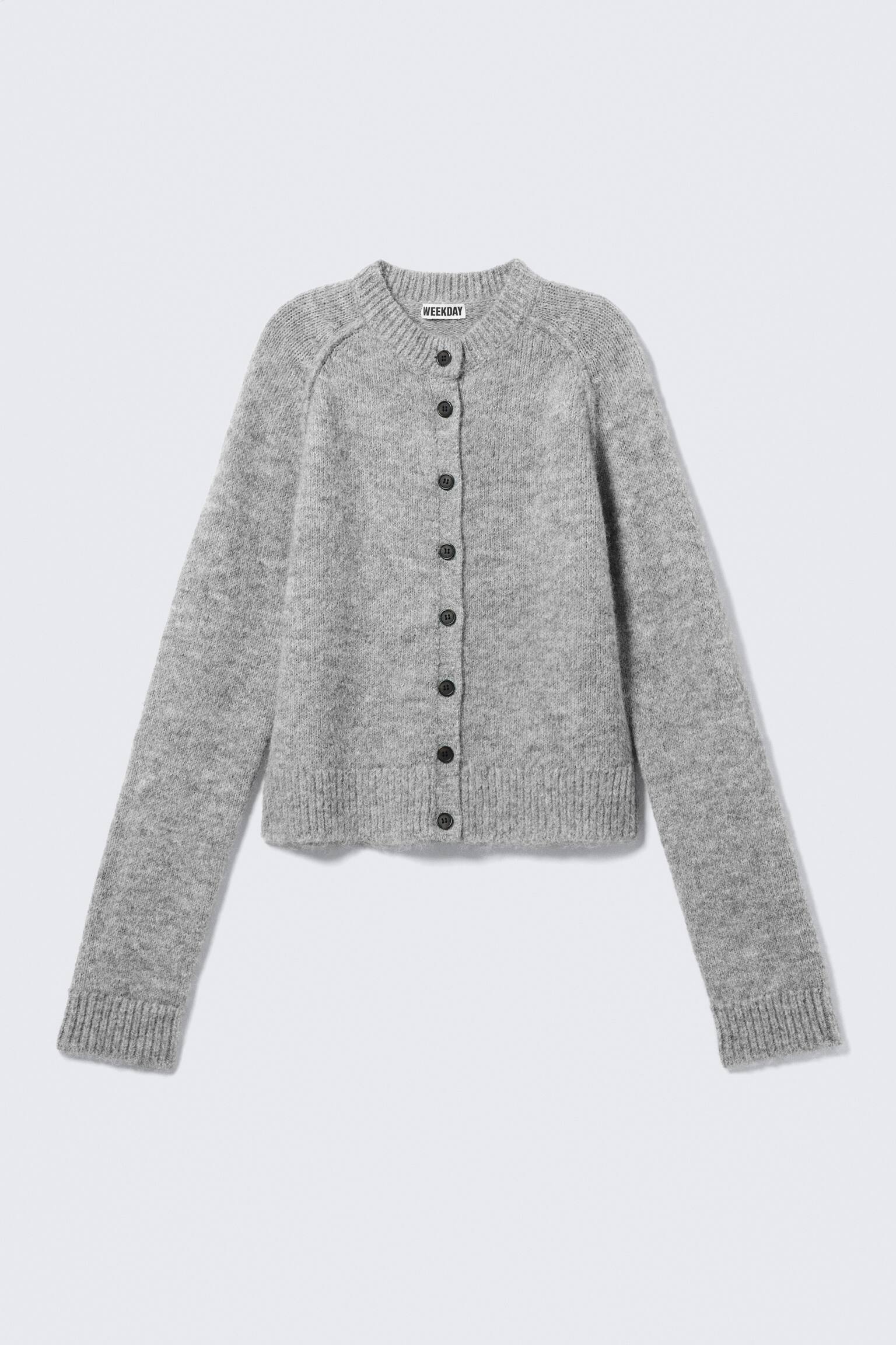 Soft Slim Fit Wool Blend Cardigan - Gråmeleret - 1