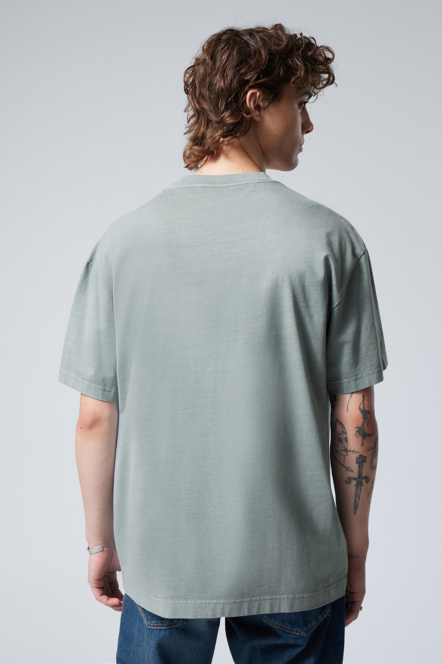 Oversized Heavyweight T-shirt - Washed Grey/Blue/White/Black/Grey/Off Black/Dusty Grey/Dark Blue/Dark Khaki Green/Ultraviolet/Light Khaki Green/Light Dusty Grey/Beige/Dark Brown/Dark Blue - 3