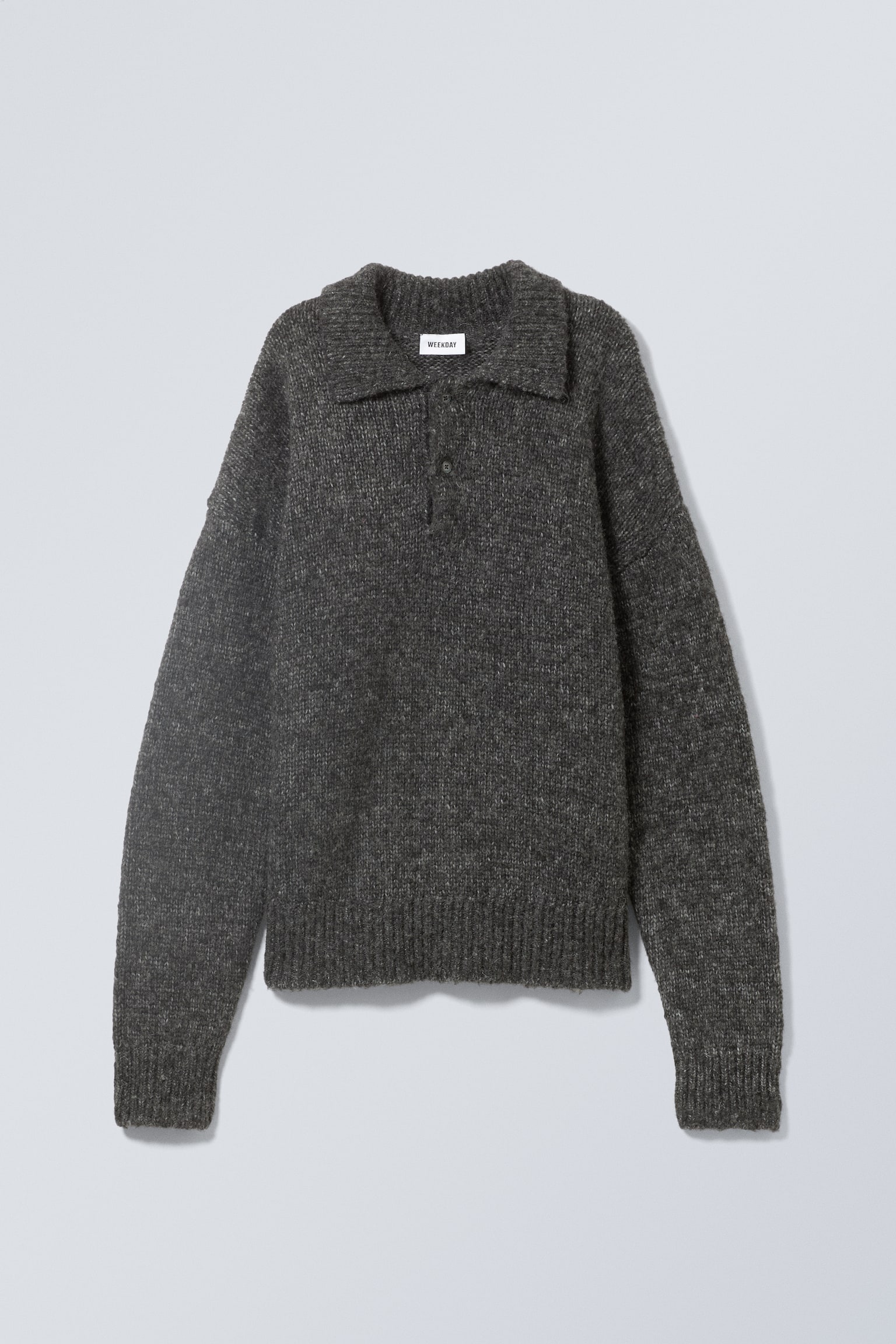 Bobby Relaxed Knitted Polo Sweater - Dark Grey - 3