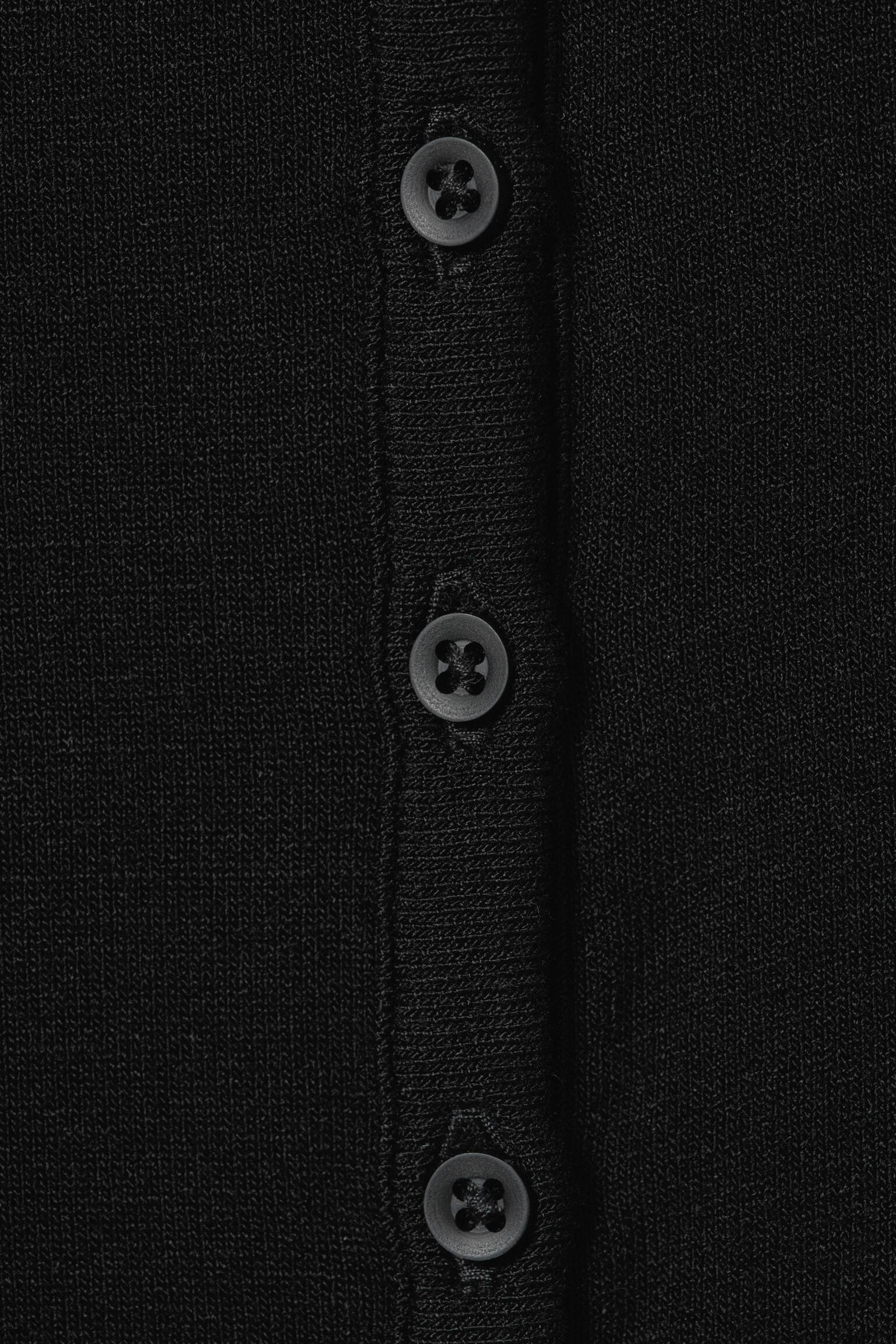 Slim Long-Sleeved Henley Top - Black/White - 4
