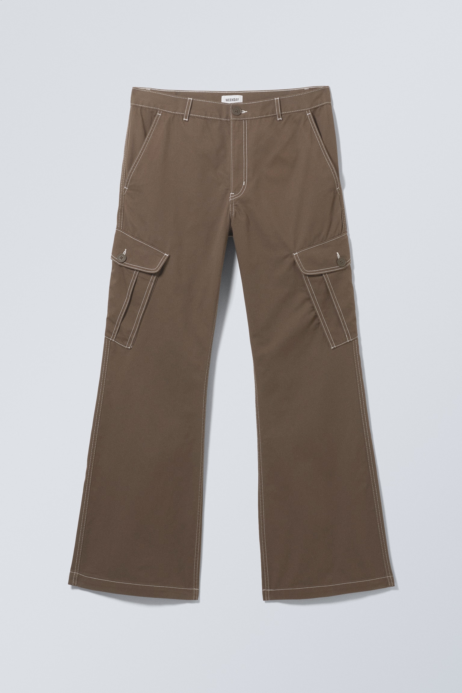 Loose Bootcut Cargo Trousers - Dark Brown - 2