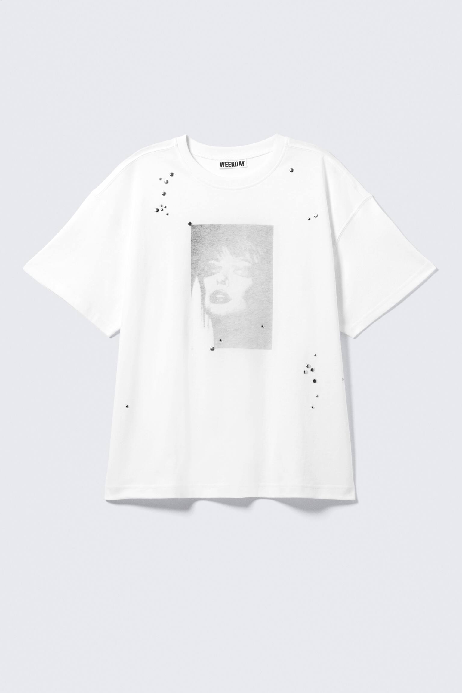 Tricou grafic cu ținte, croială boxy - Alb - Imprimare Față Gotica - 2