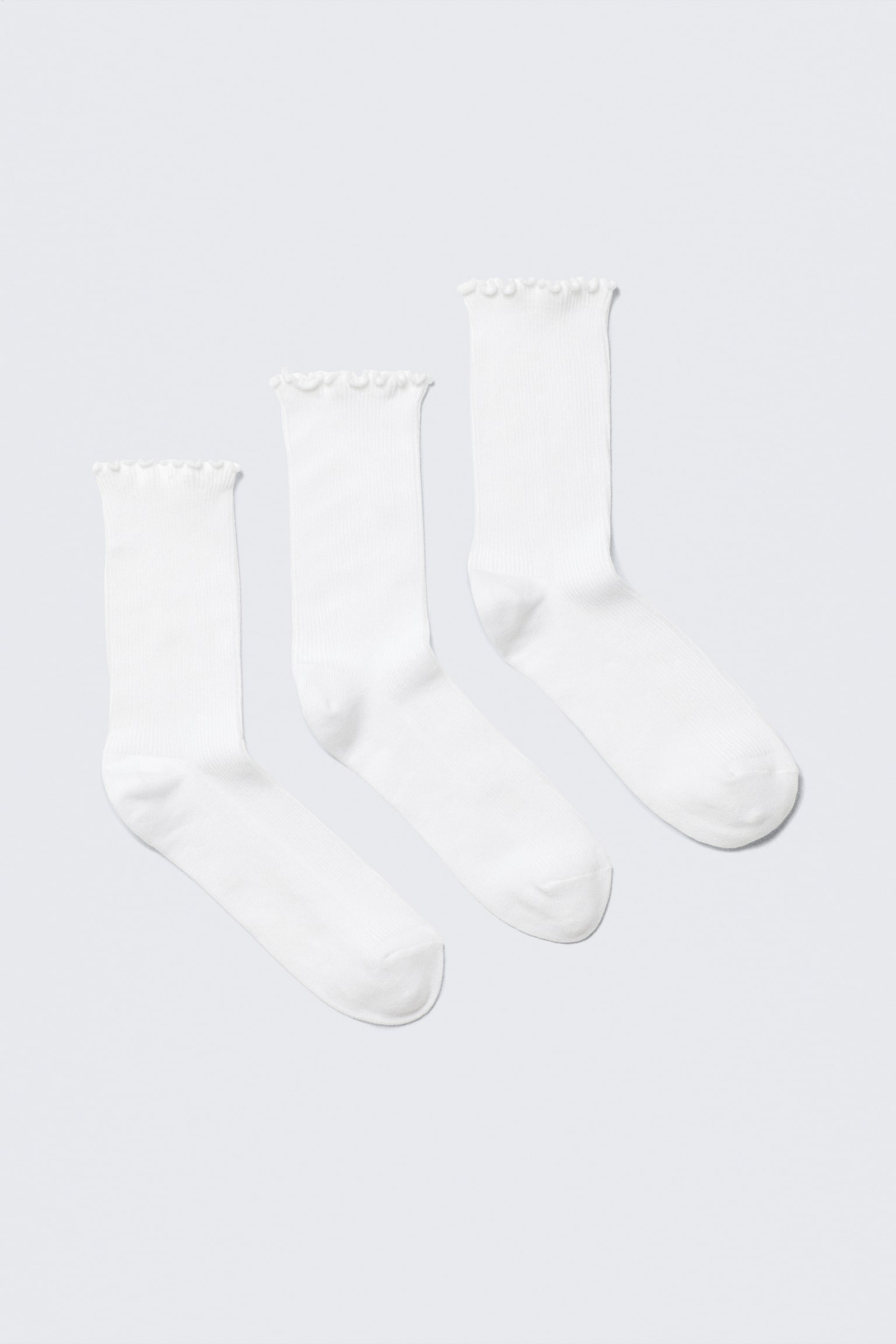 3-pack Frill Edge Socks - White/Black/Tmavě fialová/Off-white/Černá - 1