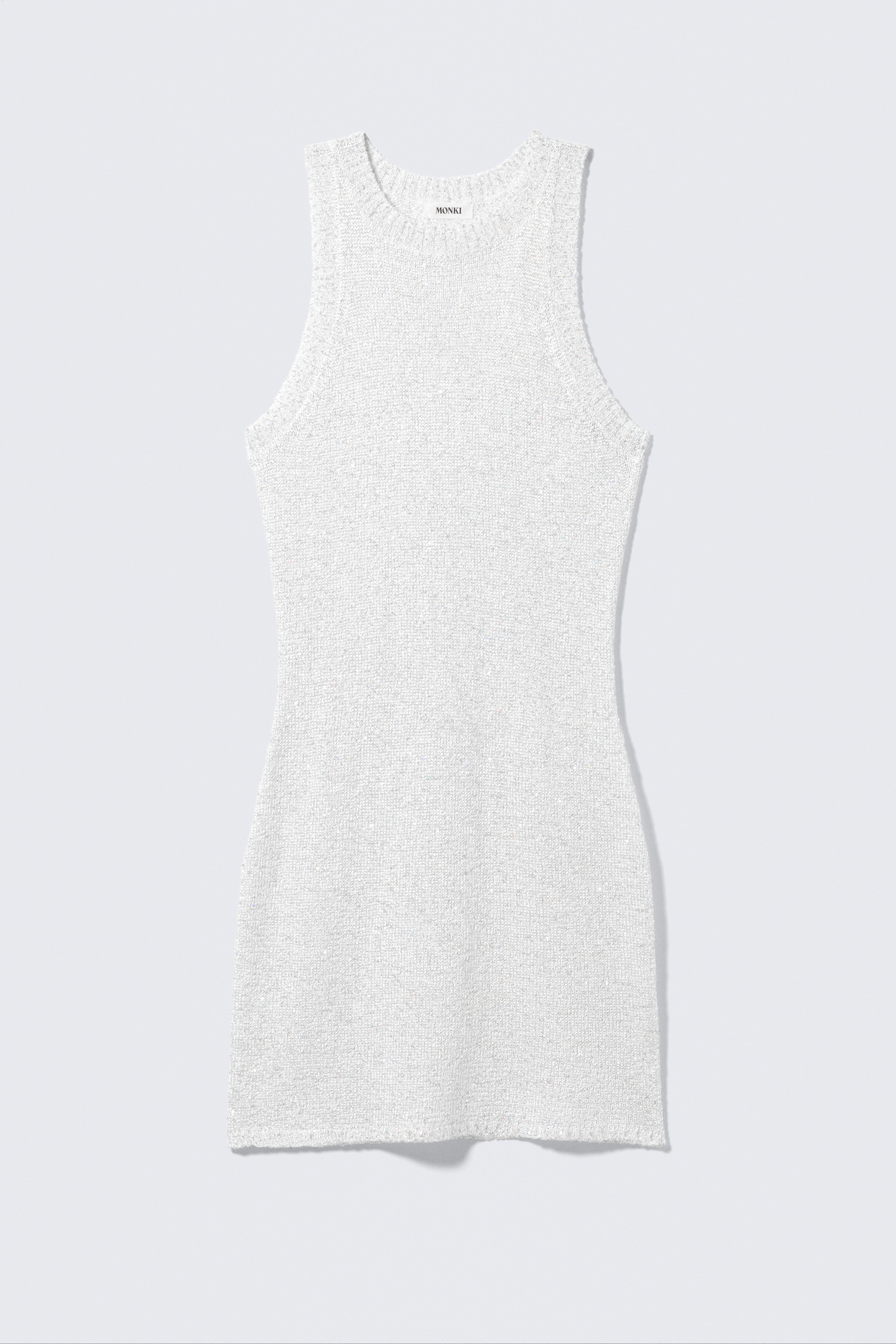 Doorschijnende gebreide mini-jurk met pailletten - Zilver/Golden Beige