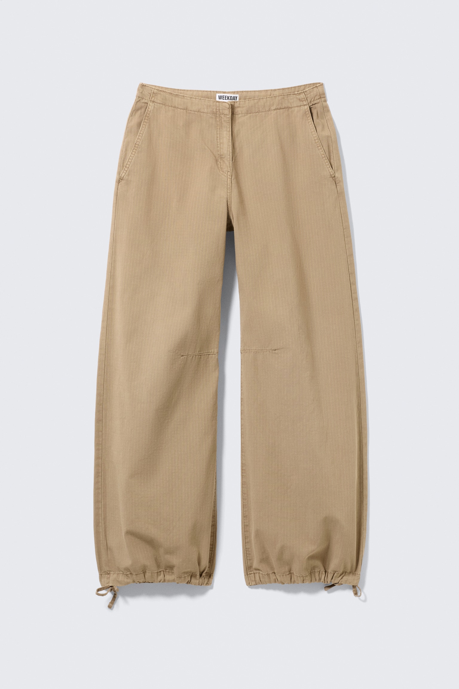 Pantaloni largi cu talie joasă din ripstop - Bej/Gri închis/Kaki Închis - 1