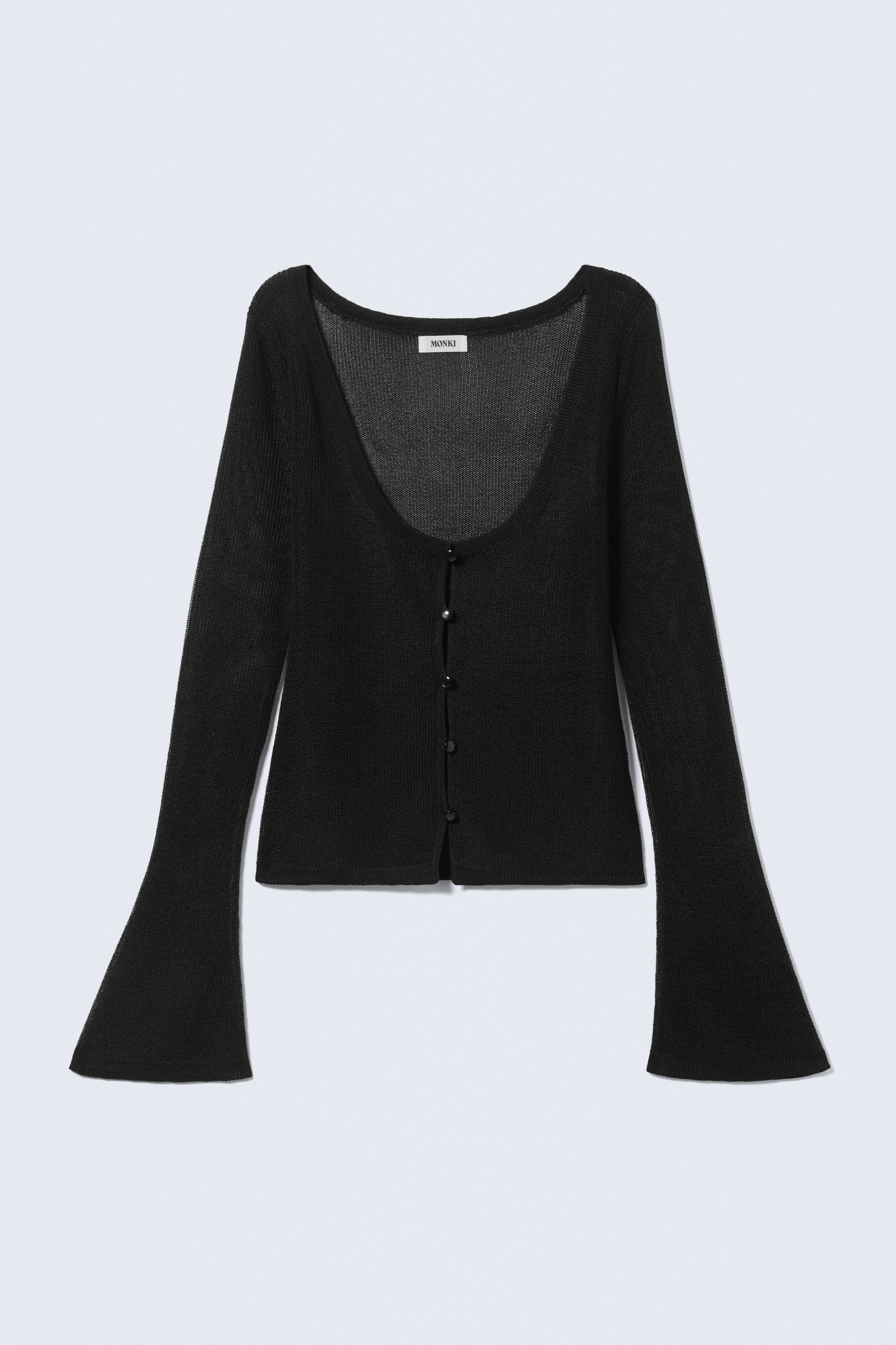 Cardigan a bottoni in misto lana - Nero