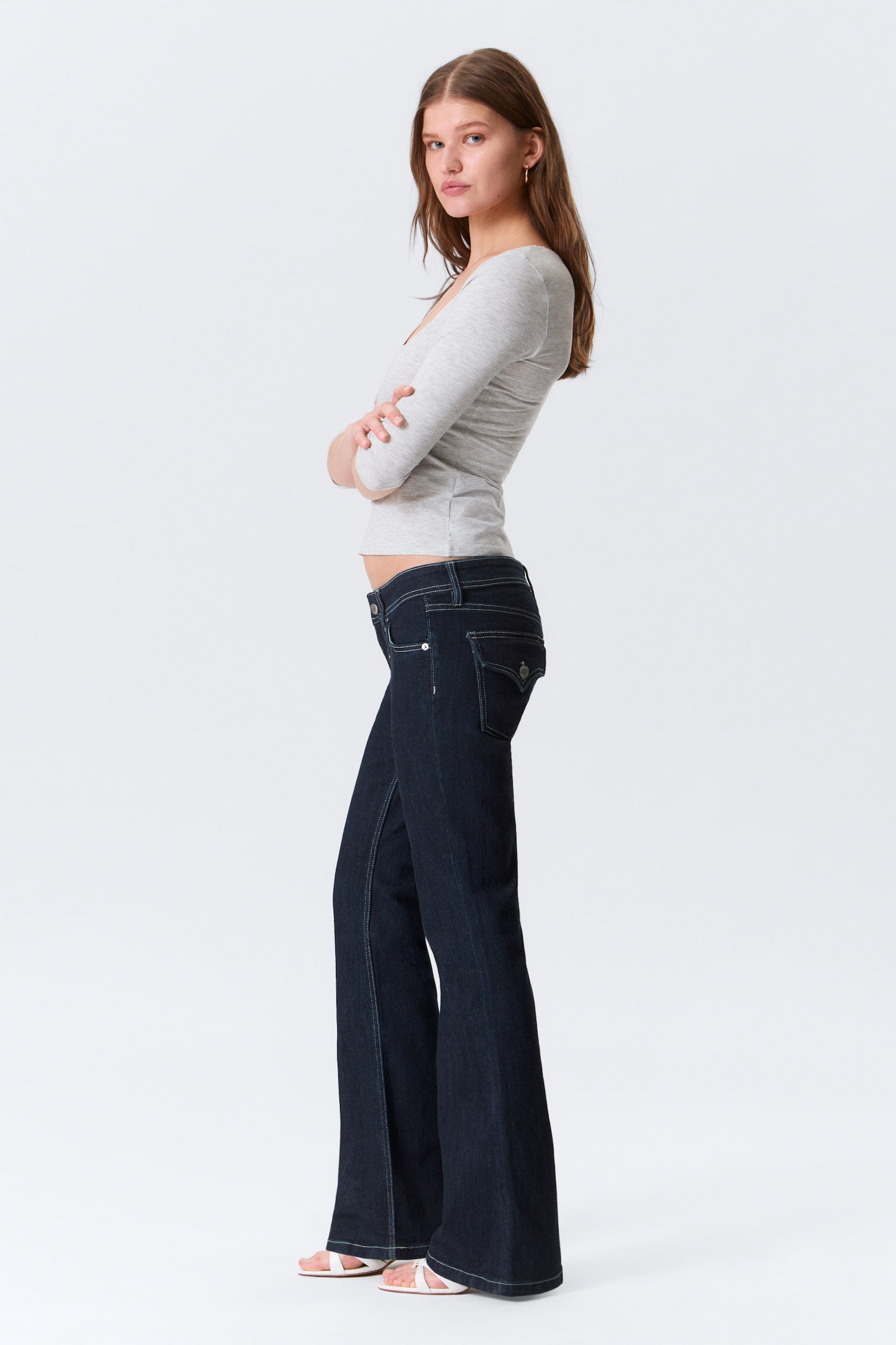 Low Rise Slim Flared Leg Jeans - Blue Rinse - Dunkelblau/Ink Black - Schwarz/Fresh Blau - Mittelblau - 1