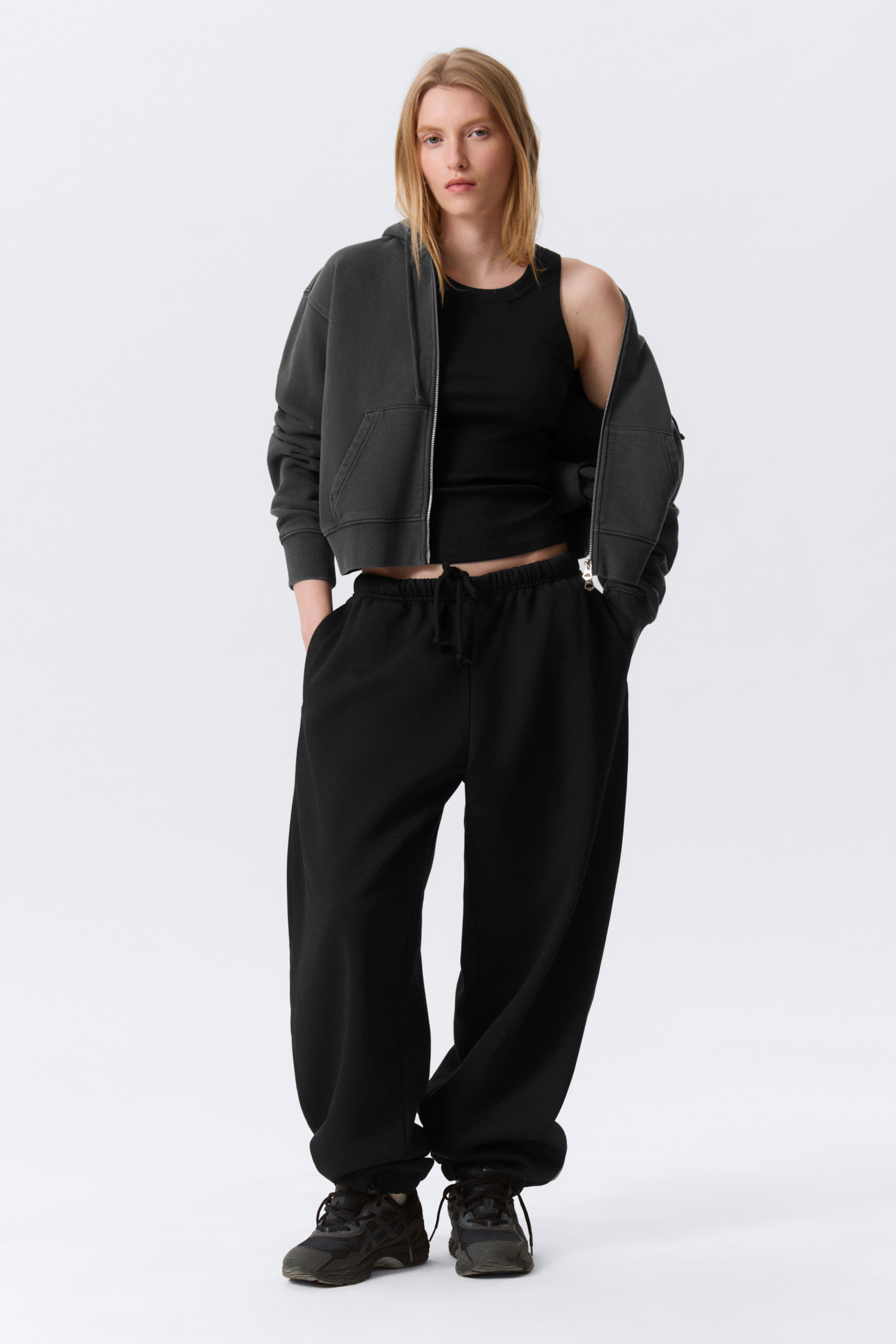 Loose Heavyweight Sweatpants - Zwart/Grijs gemêleerd/Washed Black – Zwart