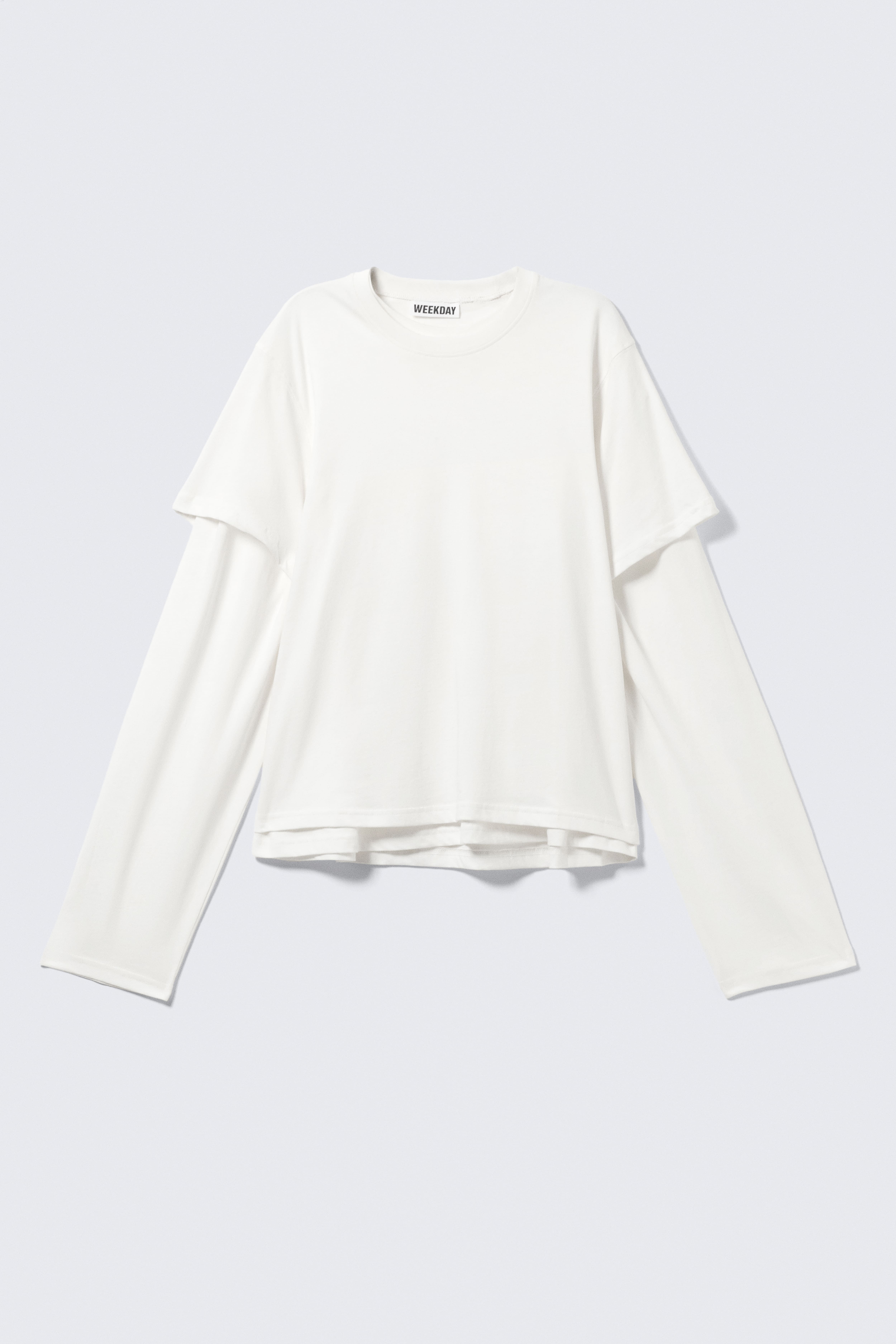 Lag-på-lag Langærmet Bomulds T-shirt - Hvid