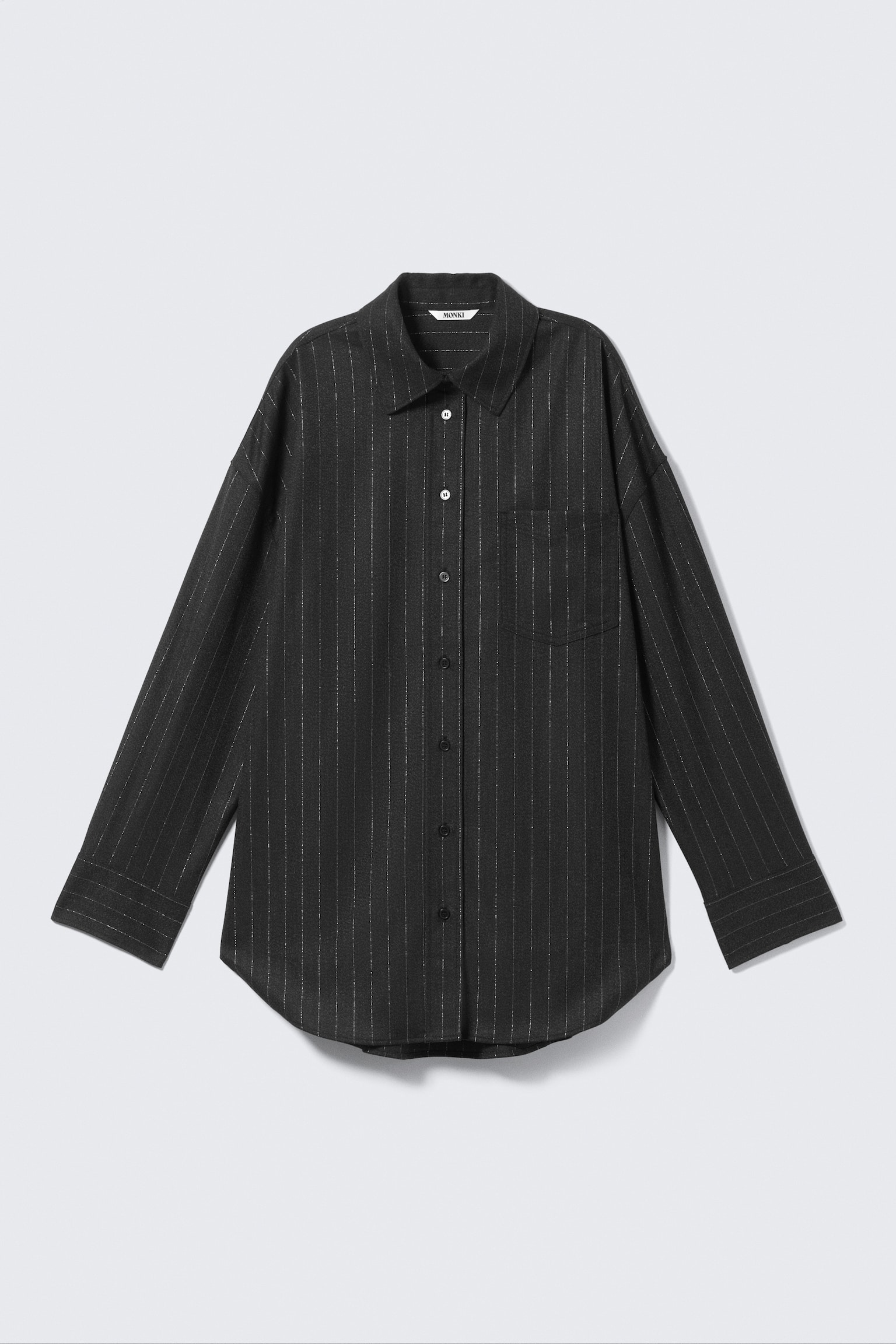 Oversize-Hemd mit Knopfleiste - Dunkelgrau - Metallic-Streifen - 2