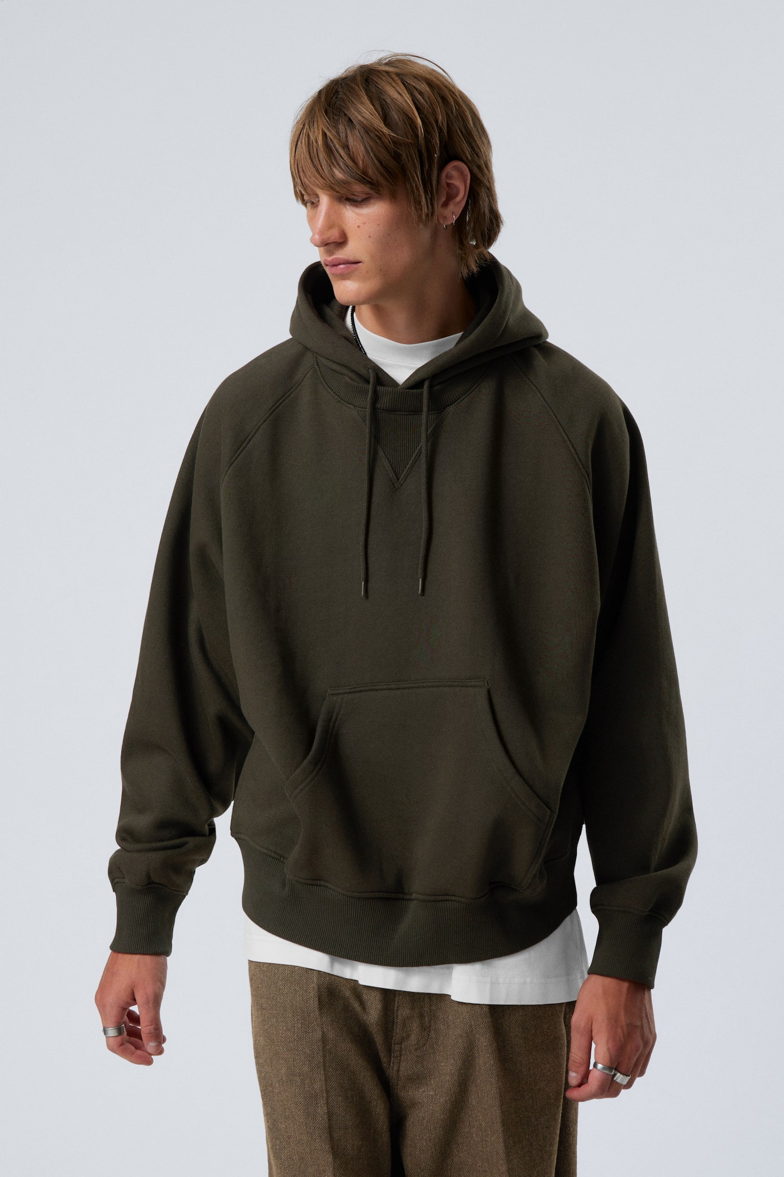 Loose Raglan Hoodie - Dark Green/Dark Blue/Grey