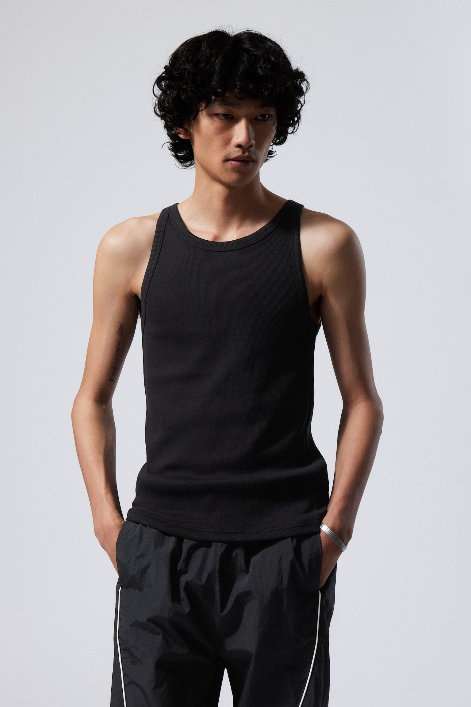 Matheus Rib Tank Top - Black/White - 1