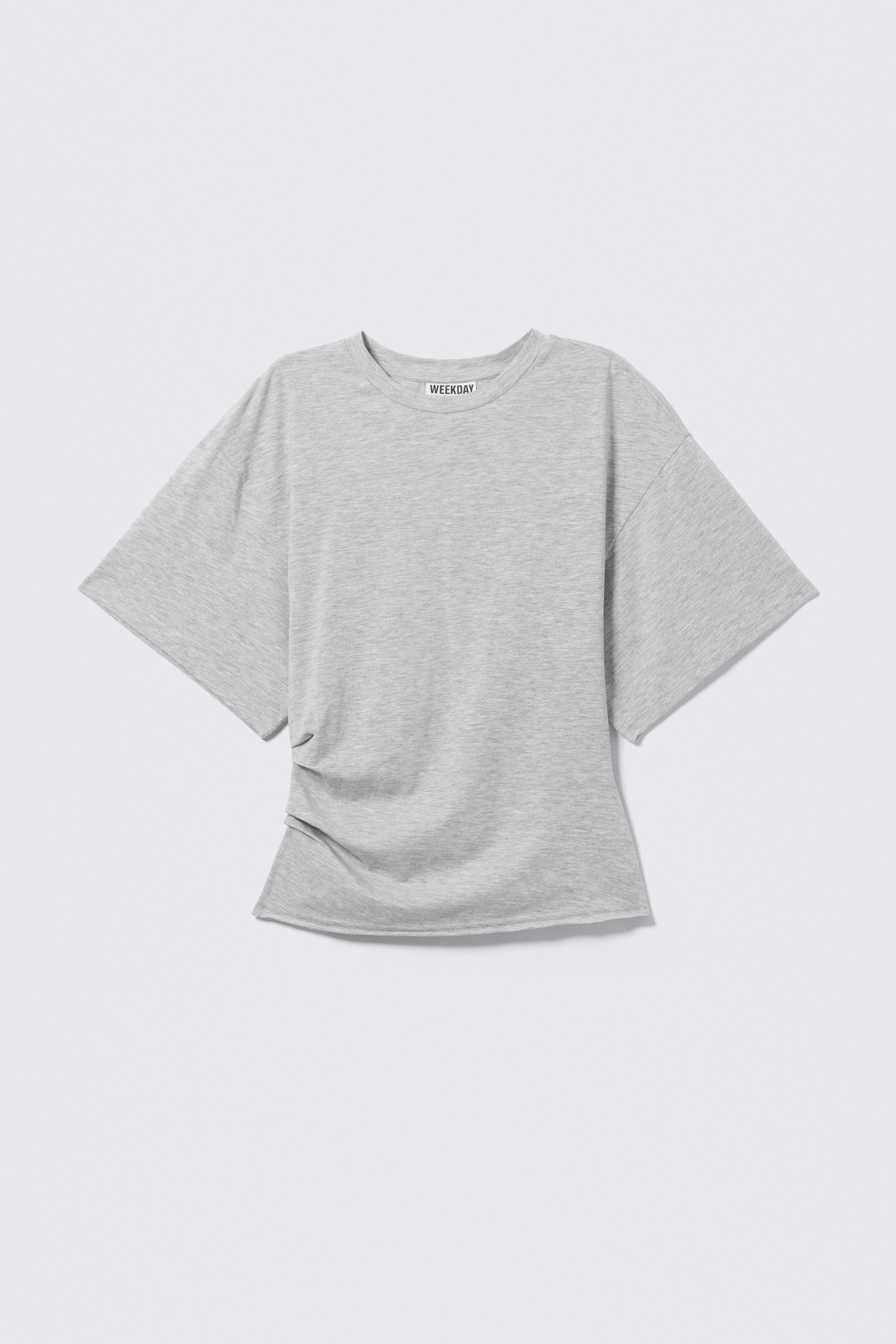 T-SHIRT DRAPPEGGIATA - Grigio mélange/Bianco