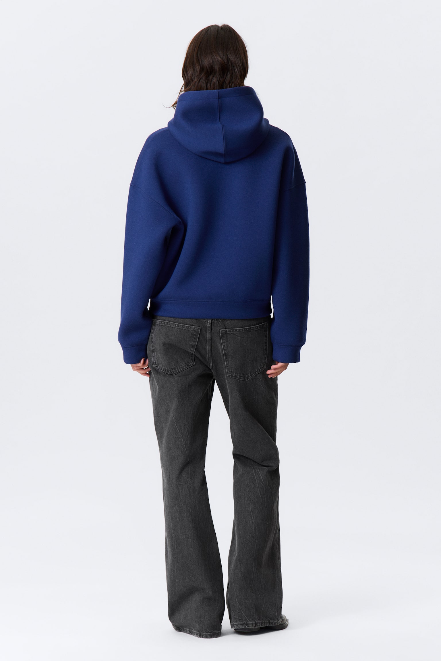 Oversized hoodie van scubastof met rits - Kobaltblauw/Zwart/Grijs gemêleerd/Donkergrijs - 3
