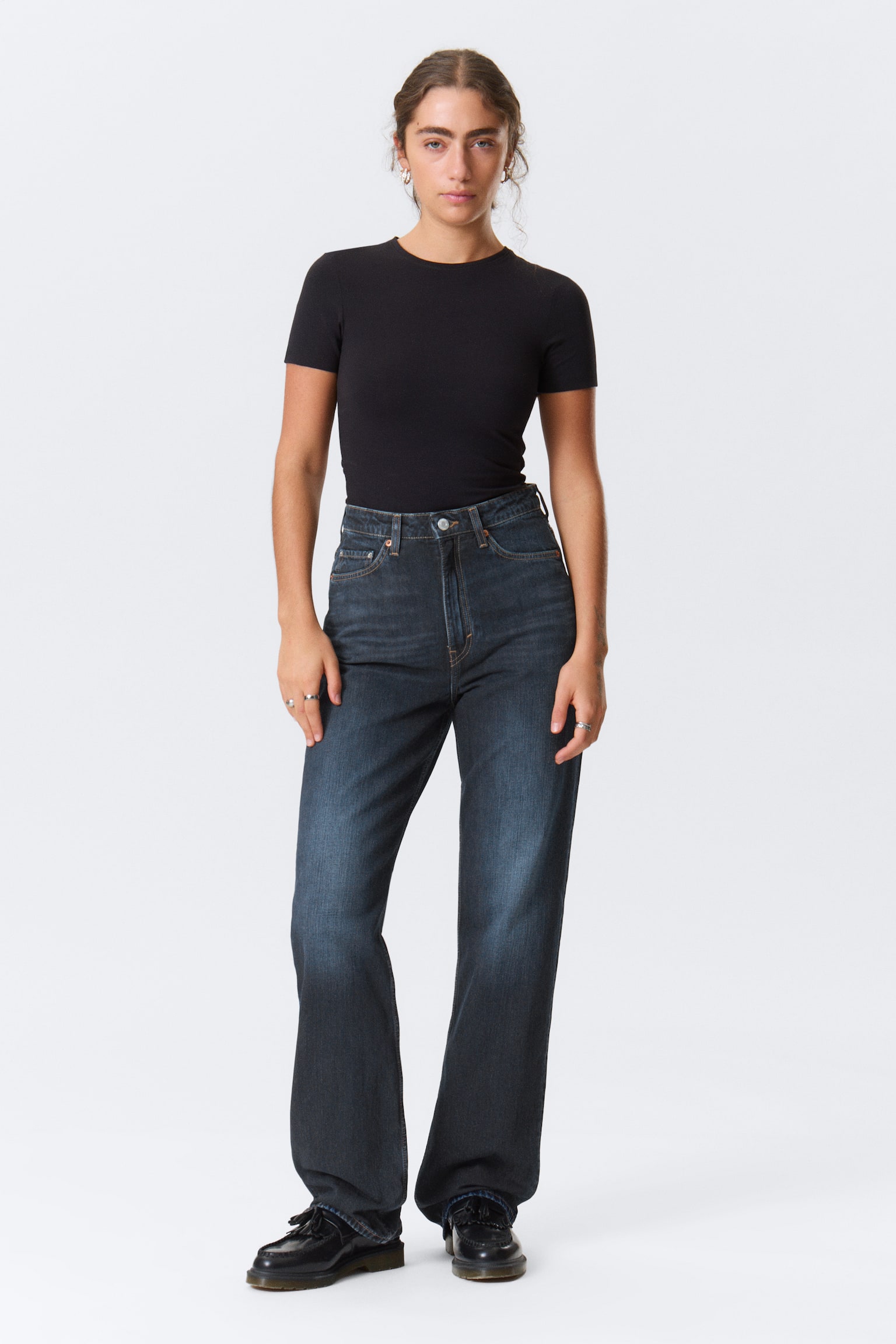 Rowe Super High Waisted Regular Straight Leg Jeans - Angel Blue - Dunkelblau/Echo Black - Black/Port Blue - Hellblau/90s Blue - Mittelblau - 1