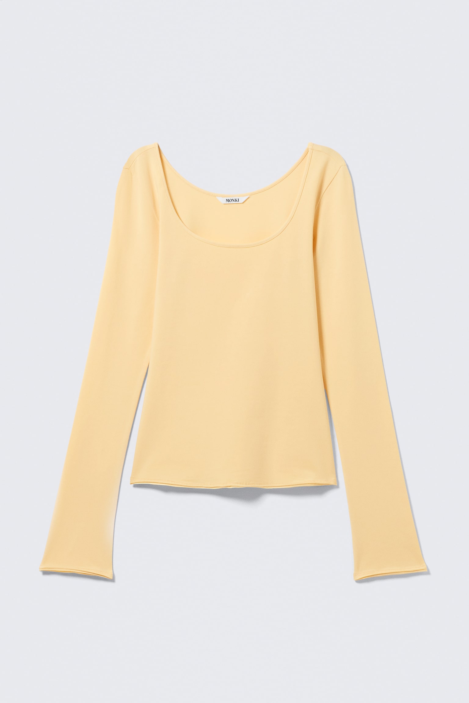 Langærmet tætsiddende top med rund hals - Lysegul/Beige/sort stribet/Brun/Lyserød/Brun Stribet/Hvid/Gråmeleret/Pink & Burgundy Stripes/Sort-hvide striber - 2