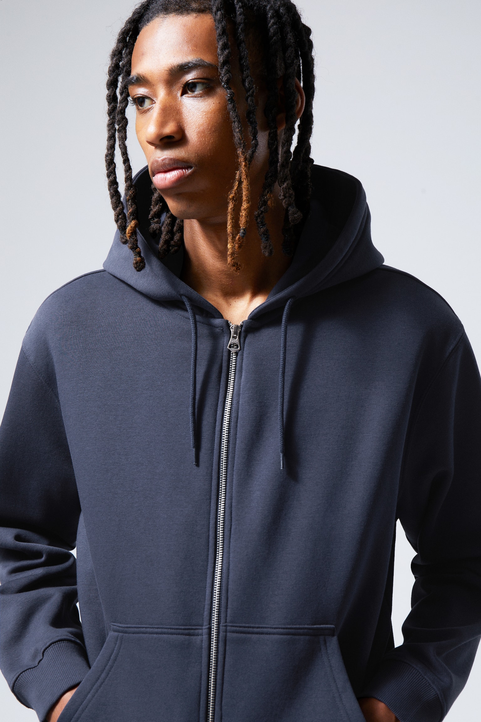 Standard Midweight Zip Hoodie - Dark Blue/Grey/Black - 5