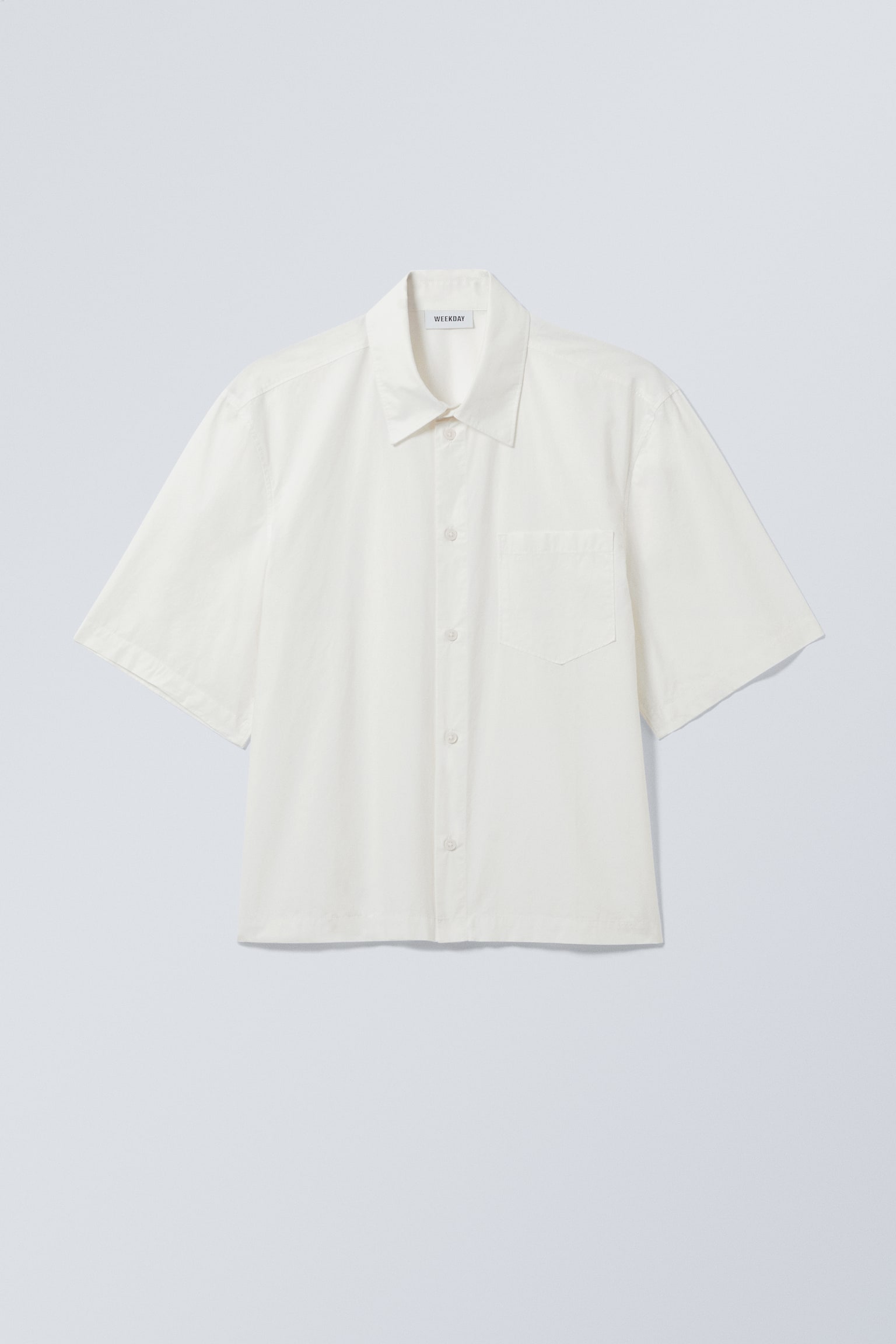 Cropped Short Sleeve Shirt - White - 1