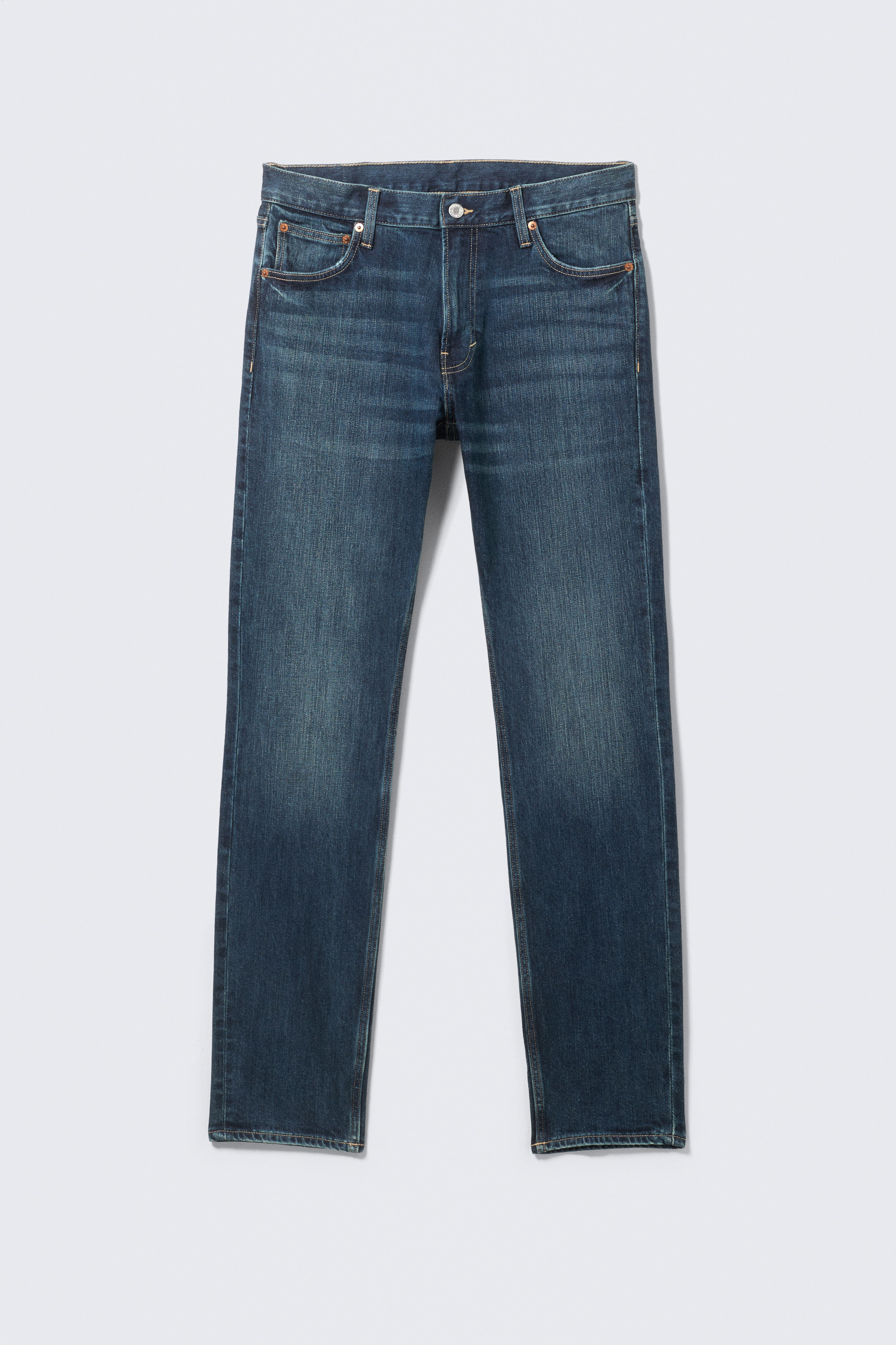 Orion Mid Rise Slim Fit Straight Leg Jeans - Deep Ocean Blue - Dunkelblau/Blue Horses - Mittelblau