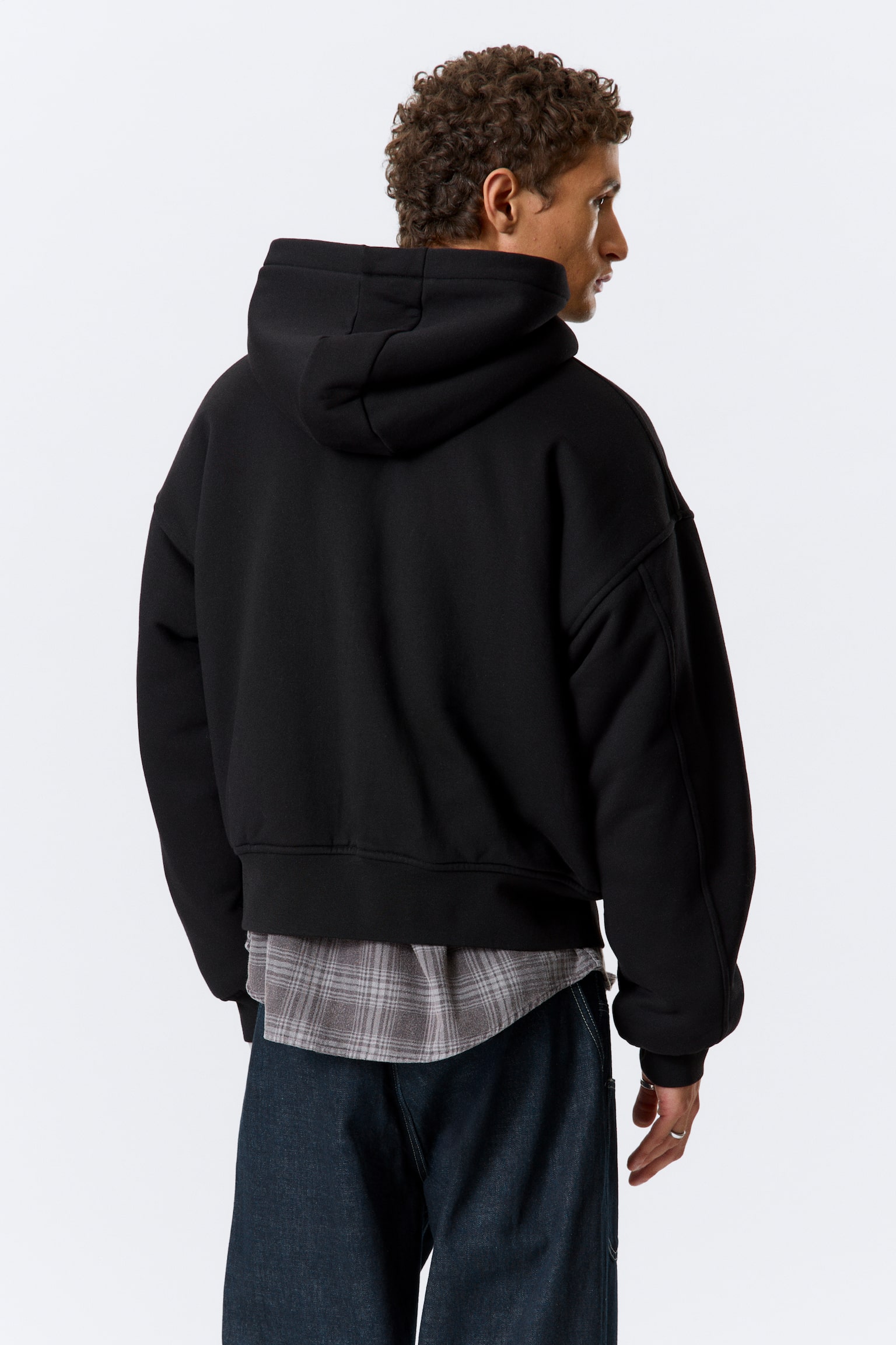 Gefütterter Bomber-Hoodie mit Reißverschluss - Schwarz - 4