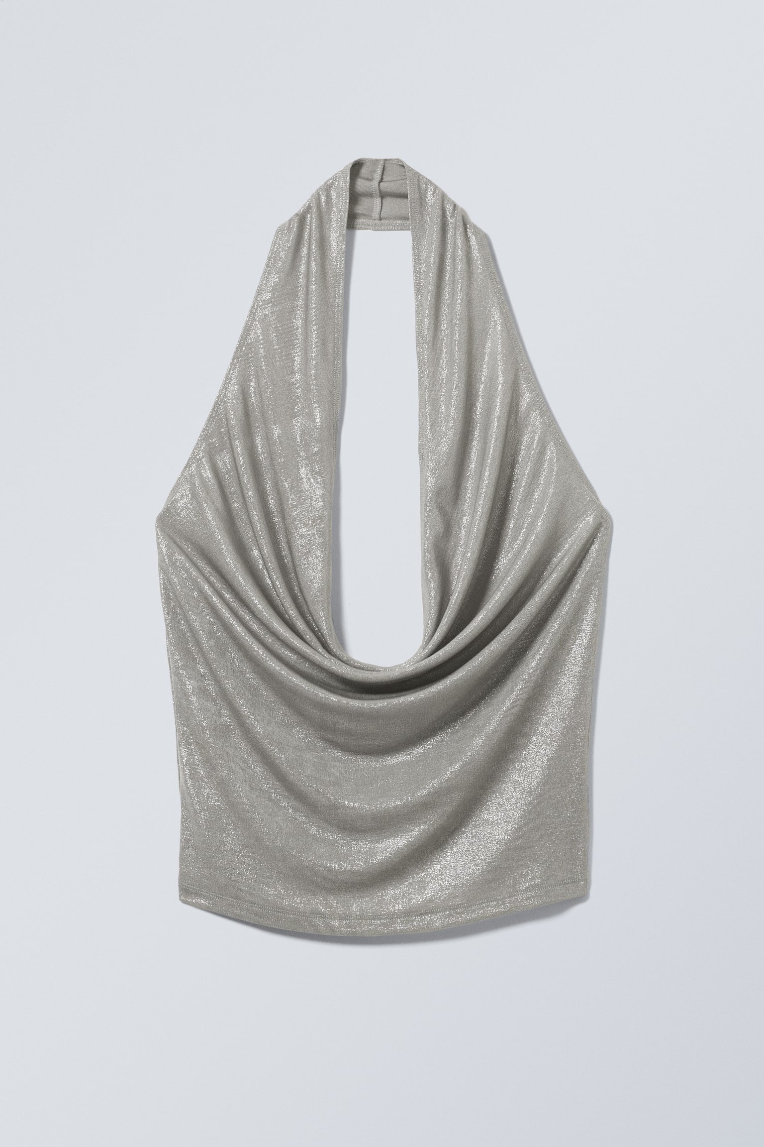 Waterfall Drape Halterneck Top - Dusty Grey