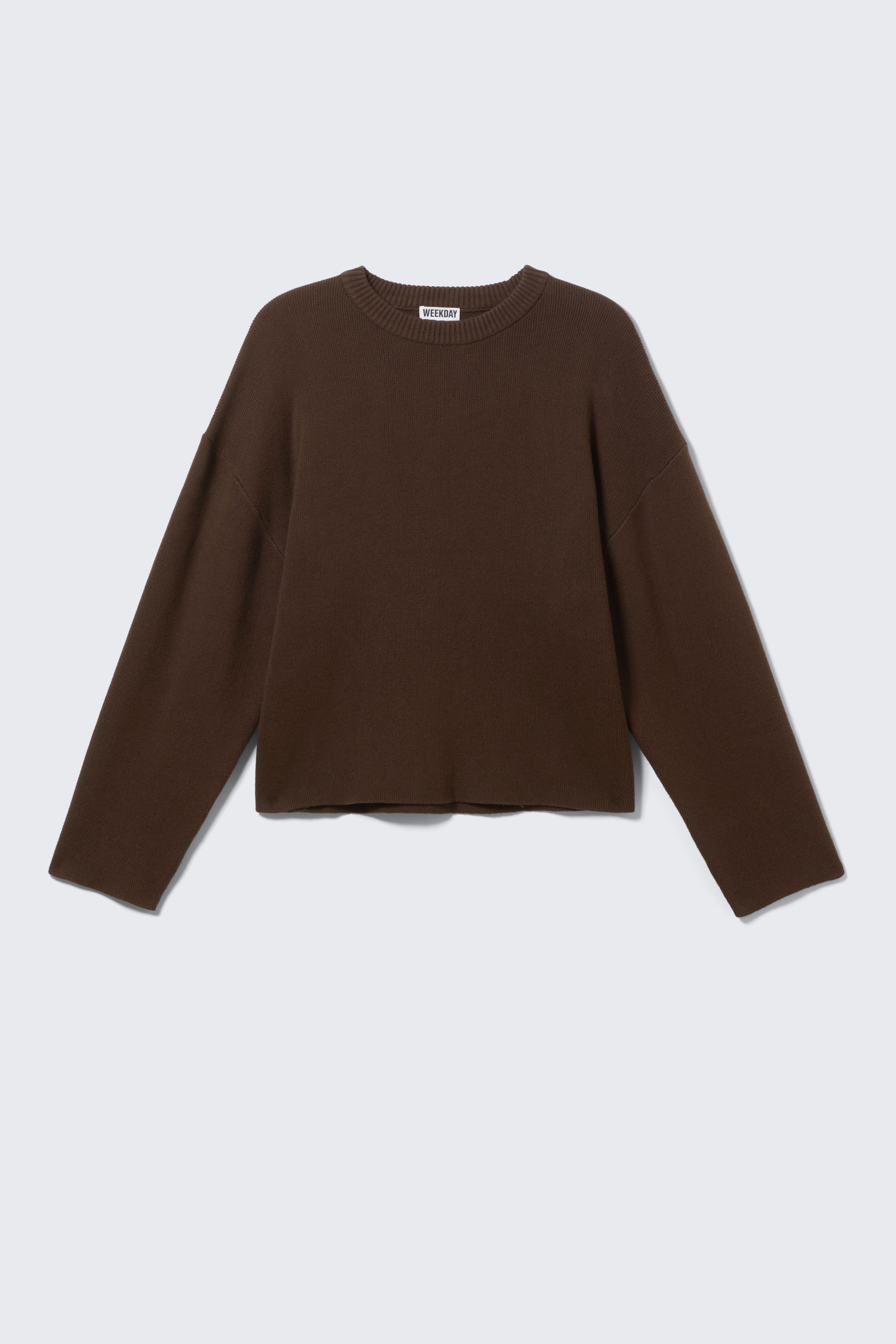 Pull boxy en coton tricoté - Marron foncé/Bleu marine foncé