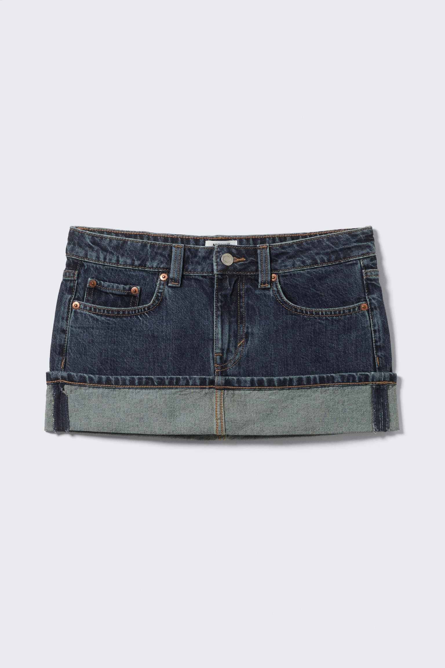 Lavtaljet slim denim mininederdel - Blue Anthem – mellemblå - 2