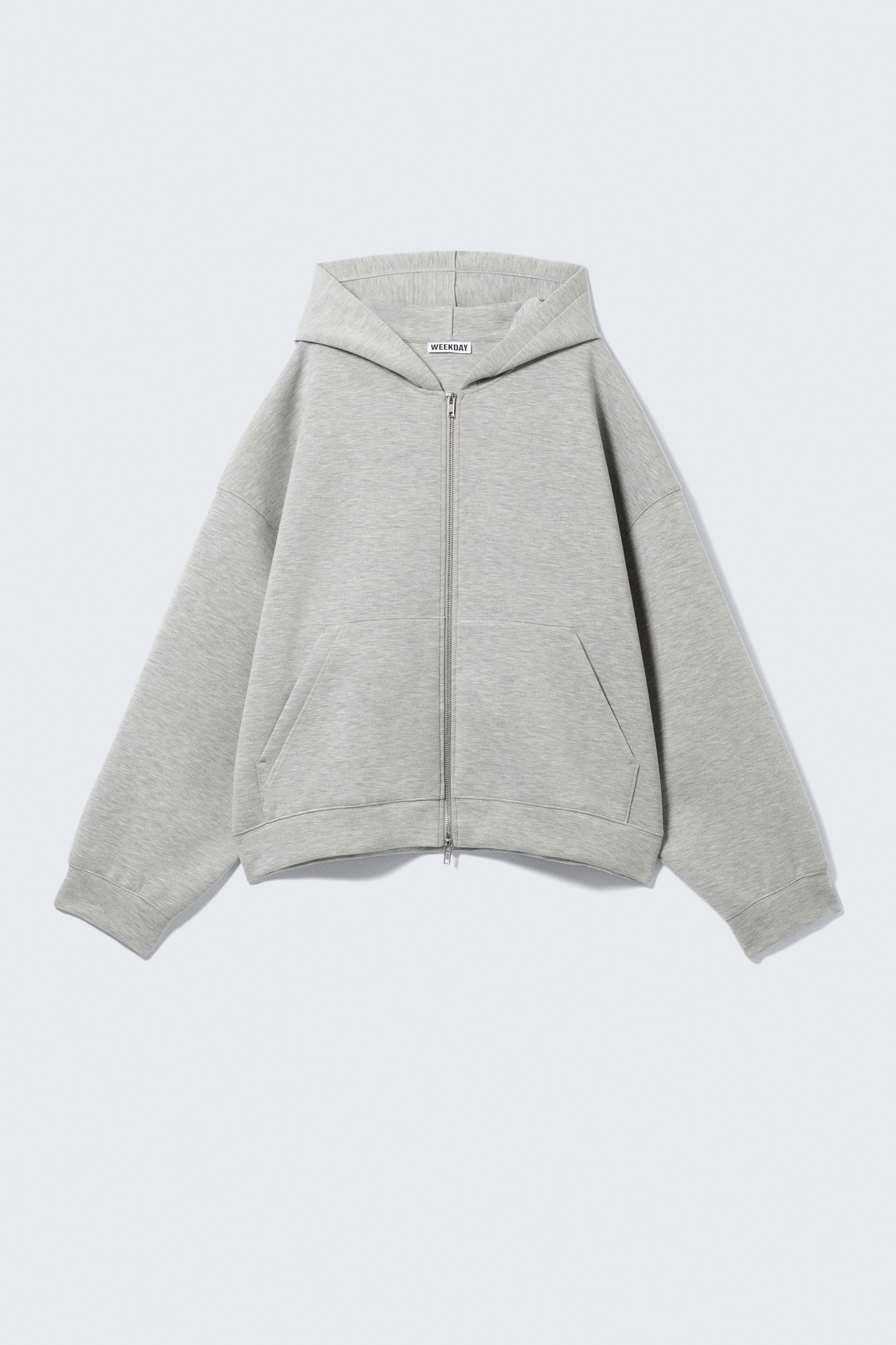 Oversized hoodie van scubastof met rits - Grijs gemêleerd/Zwart/Donkergrijs/Kobaltblauw