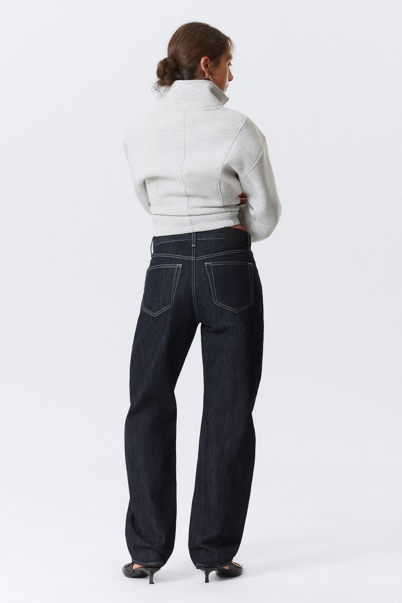 Nebula Mid Waist Loose Barrel Leg Unisex Jeans - Blue Rinse - Dunkelblau/Chelsea Black - Schwarz - 6