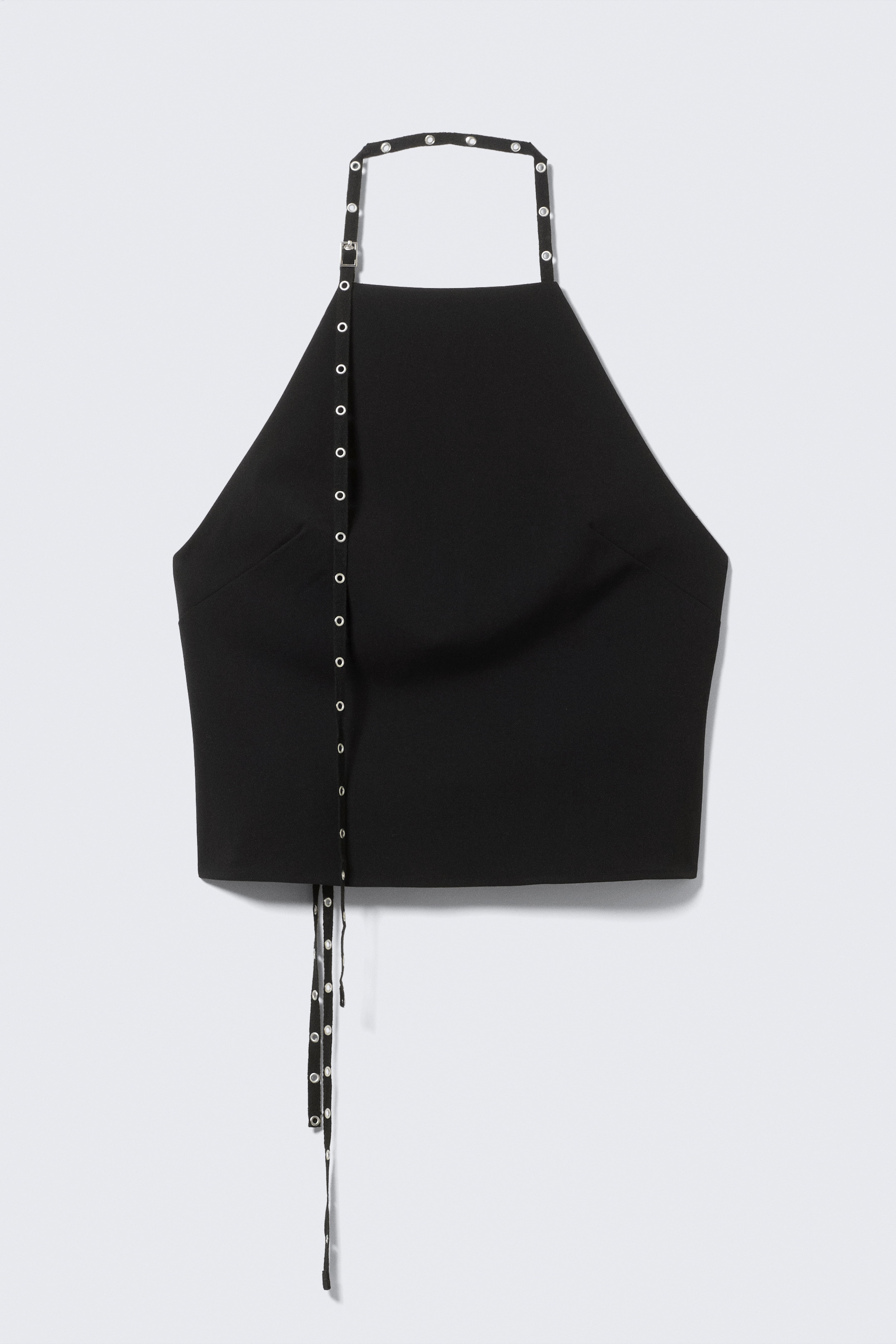 Neckholder-Top mit Ösendetails - Schwarz