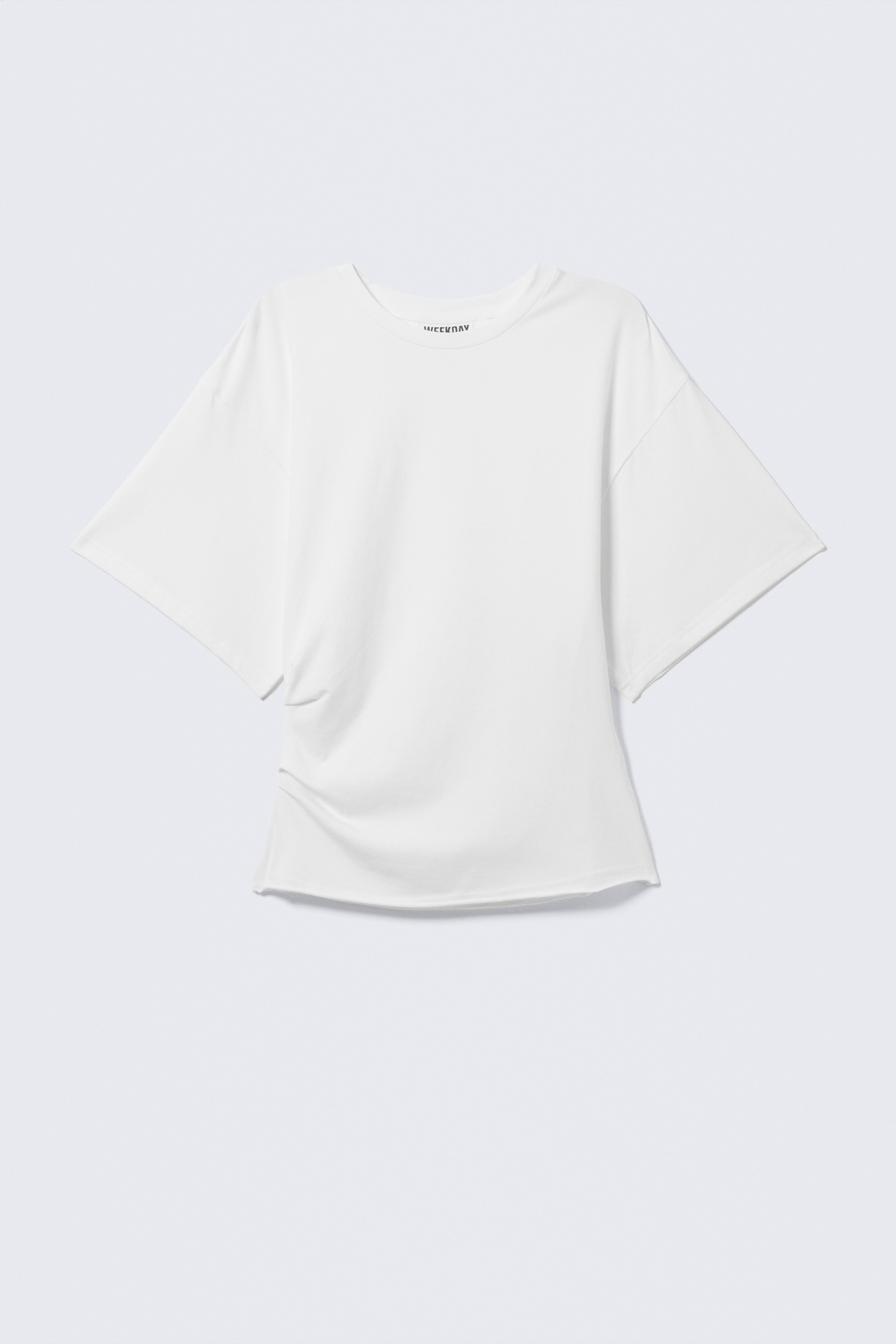 T-SHIRT DRAPPEGGIATA - Bianco/Grigio mélange