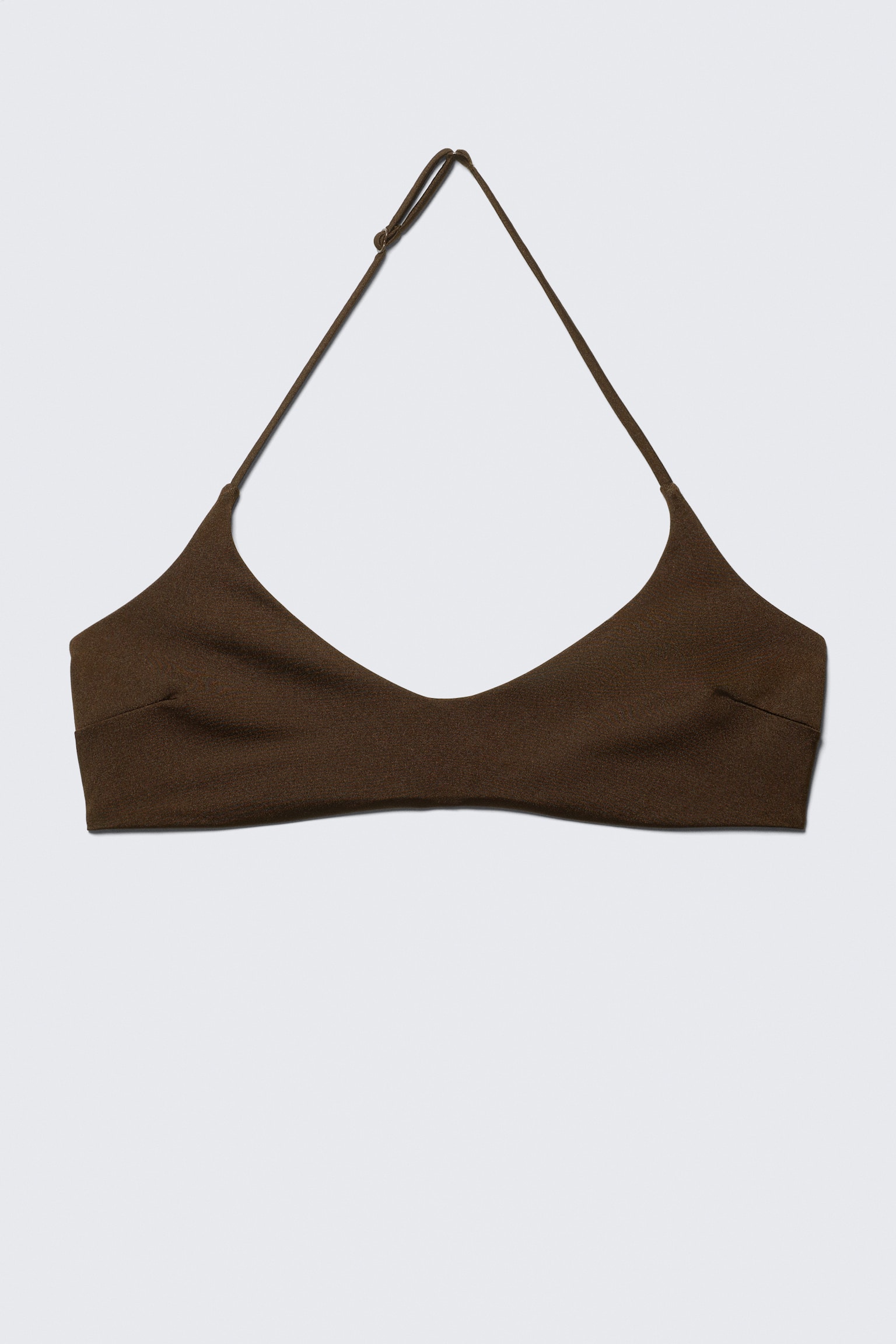 Minimalistický bikiny top za krk - Tmavě hnědá/Tmavě zelená - 2
